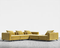 Berlin L-Sectional - Plush Velvet - Golden Beryl