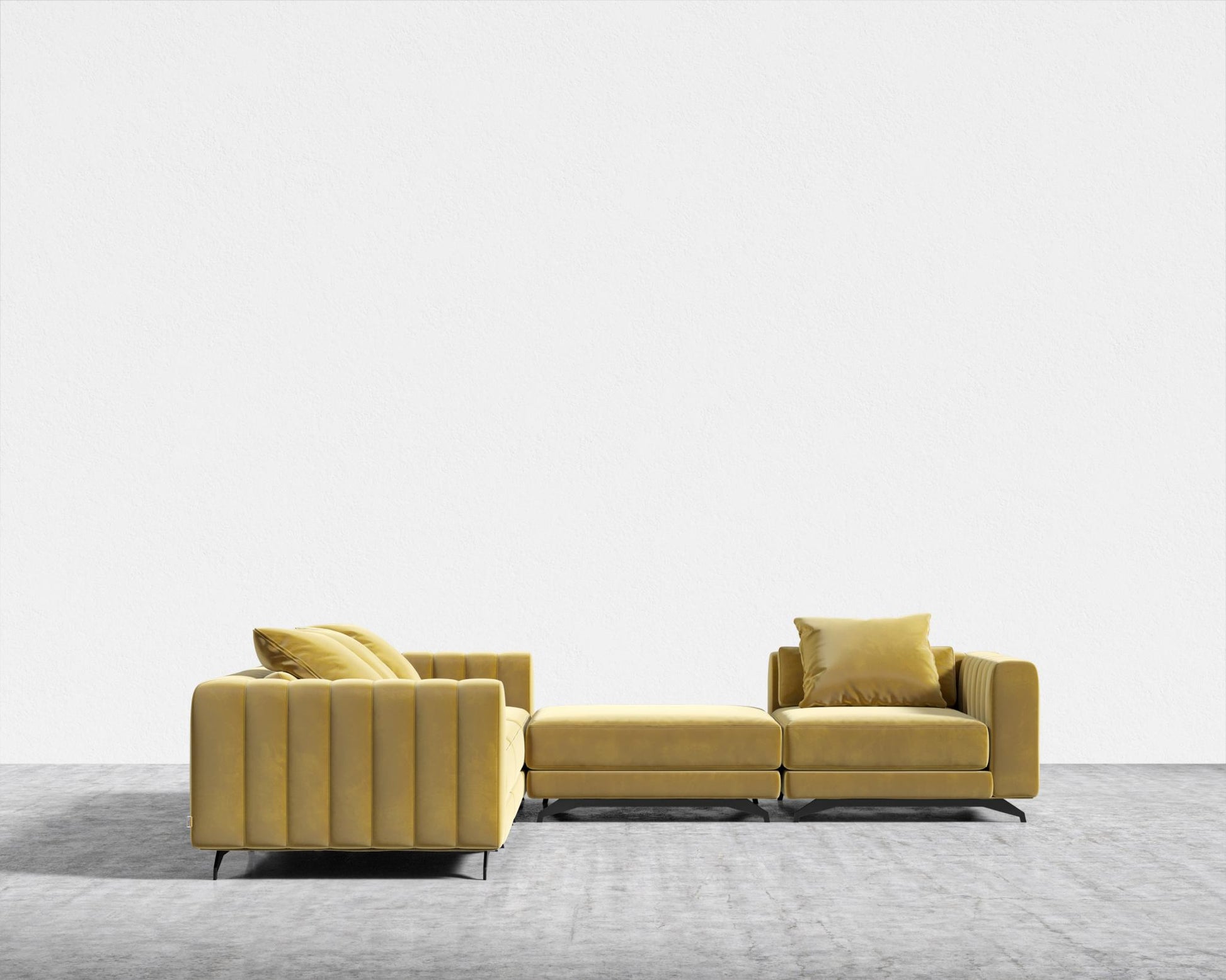 Berlin L-Sectional - Plush Velvet - Golden Beryl