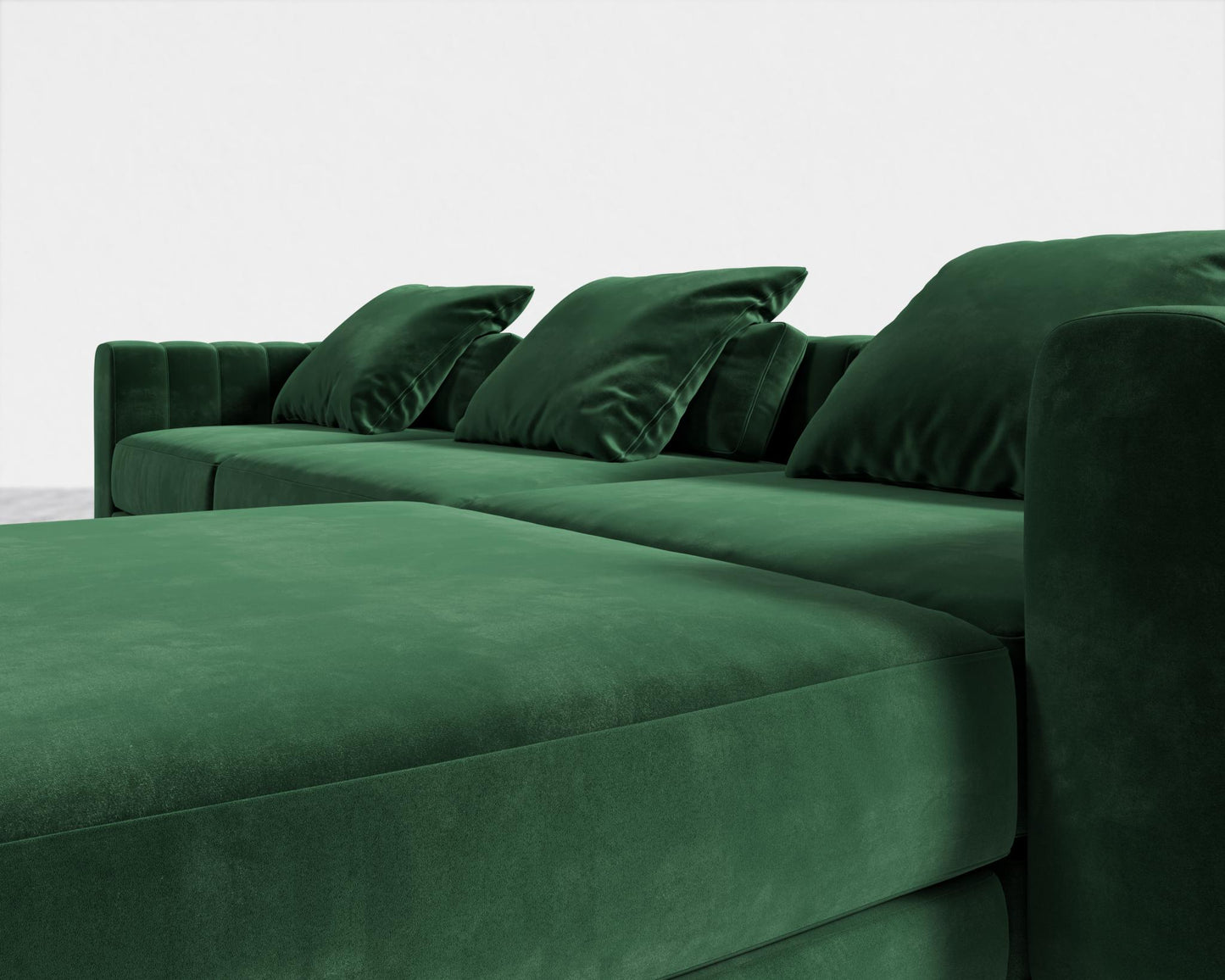 Berlin L-Sectional - Plush Velvet - Moss