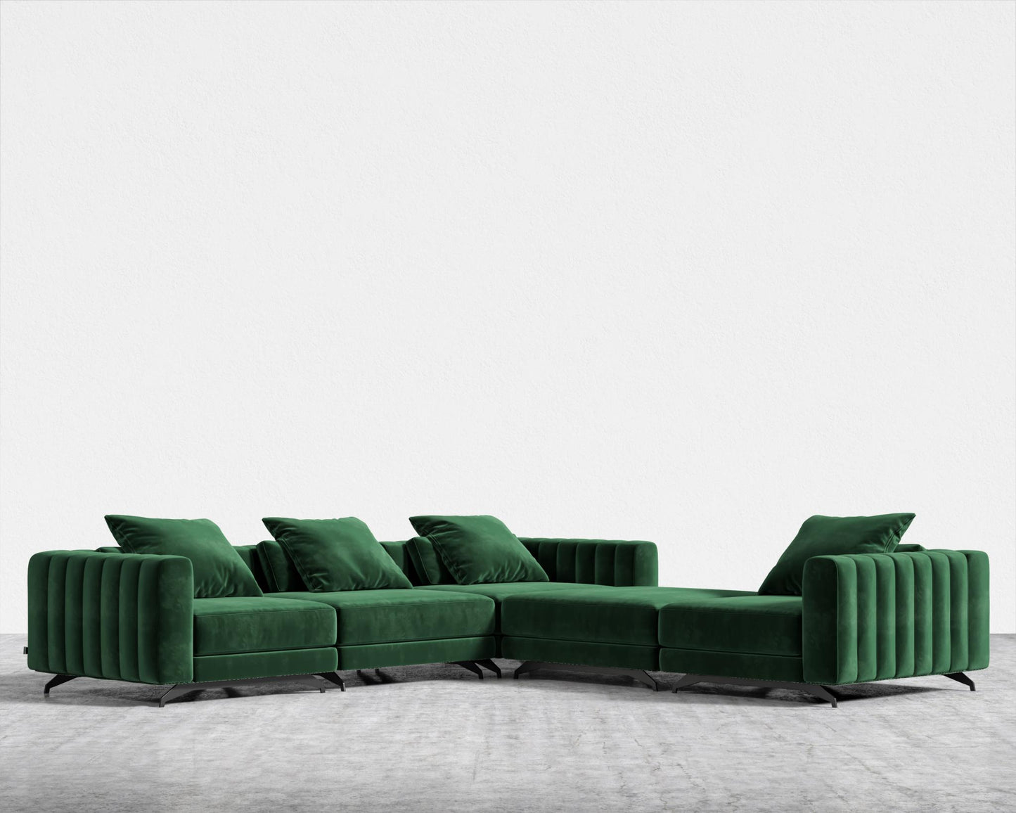 Berlin L-Sectional - Plush Velvet - Moss