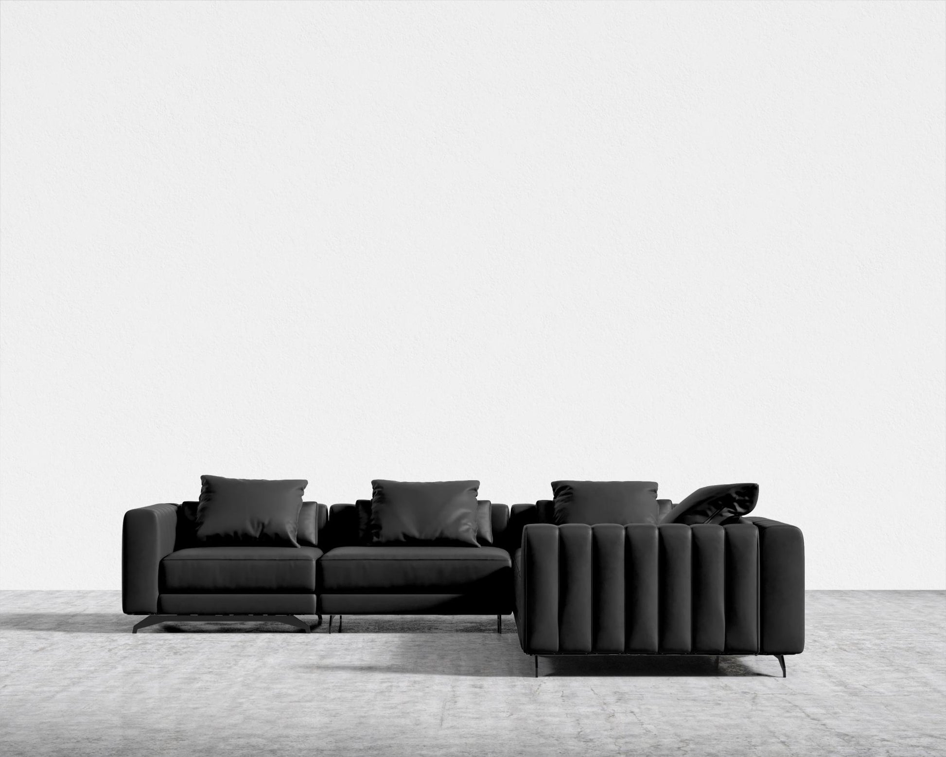 Berlin L-Sectional - Microfiber Leather - Trento Jet Black
