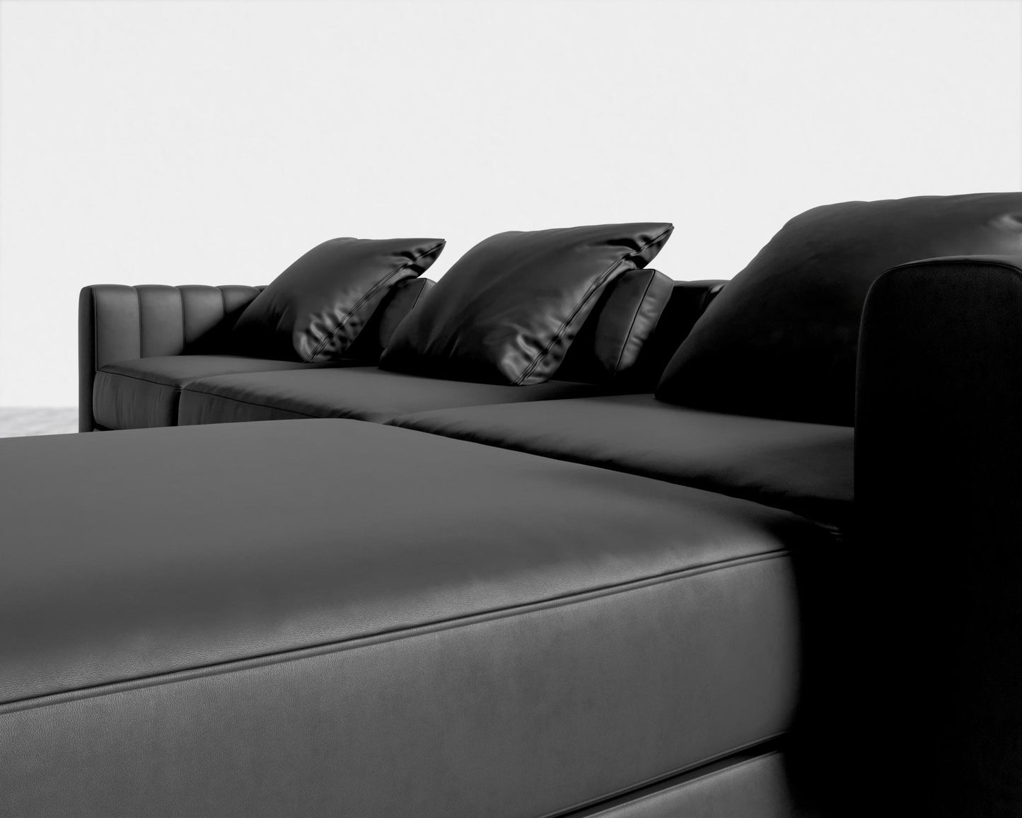 Berlin L-Sectional - Microfiber Leather - Trento Jet Black