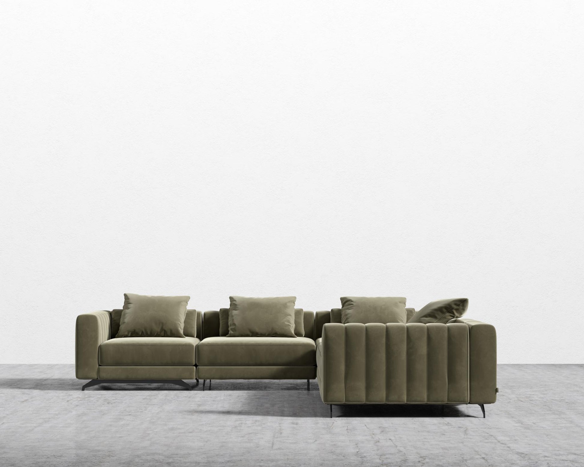Berlin L-Sectional - Signature Plush Velvet - Olive Green