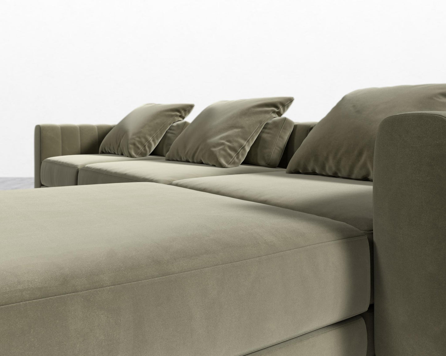 Berlin L-Sectional - Signature Plush Velvet - Olive Green