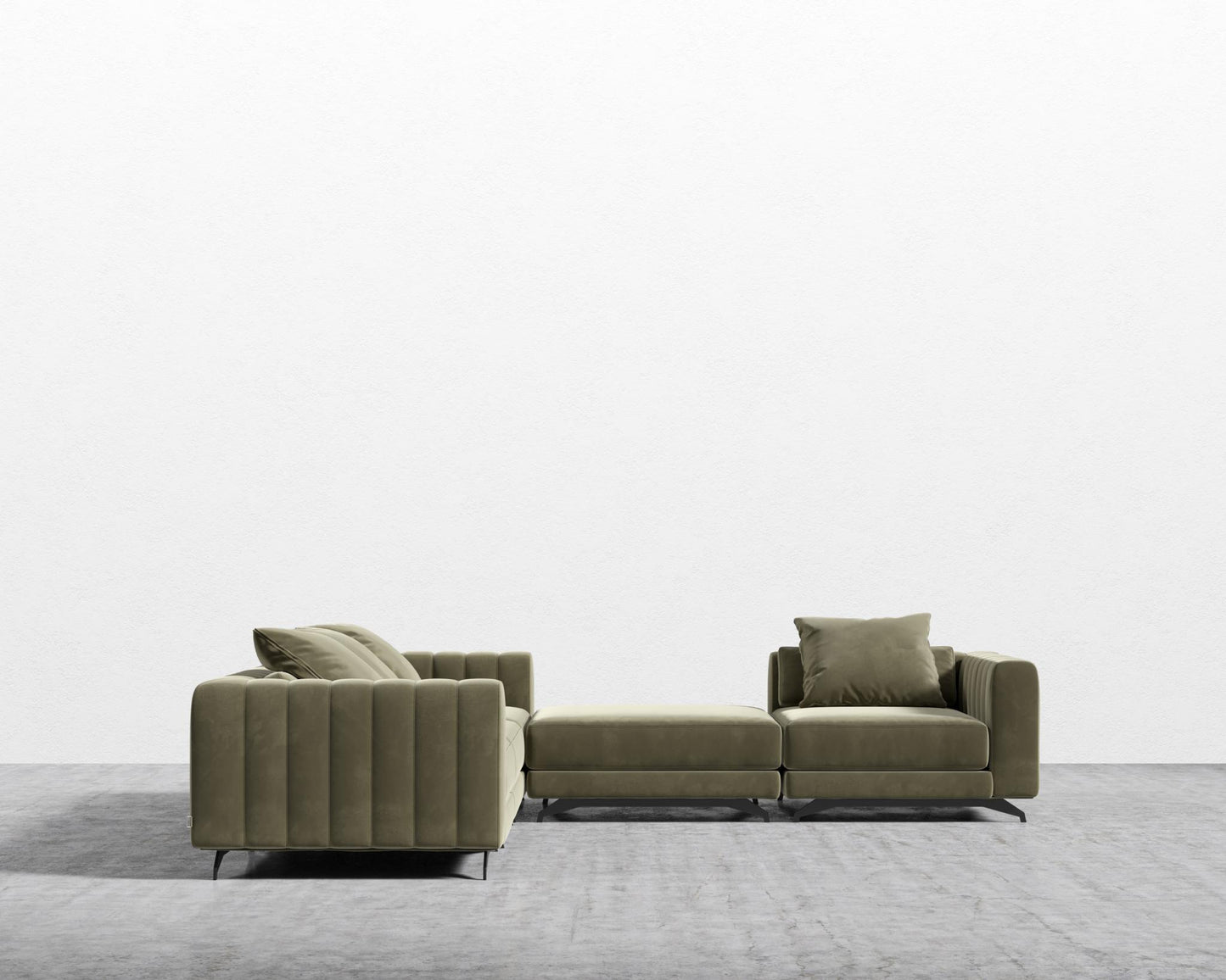 Berlin L-Sectional - Signature Plush Velvet - Olive Green