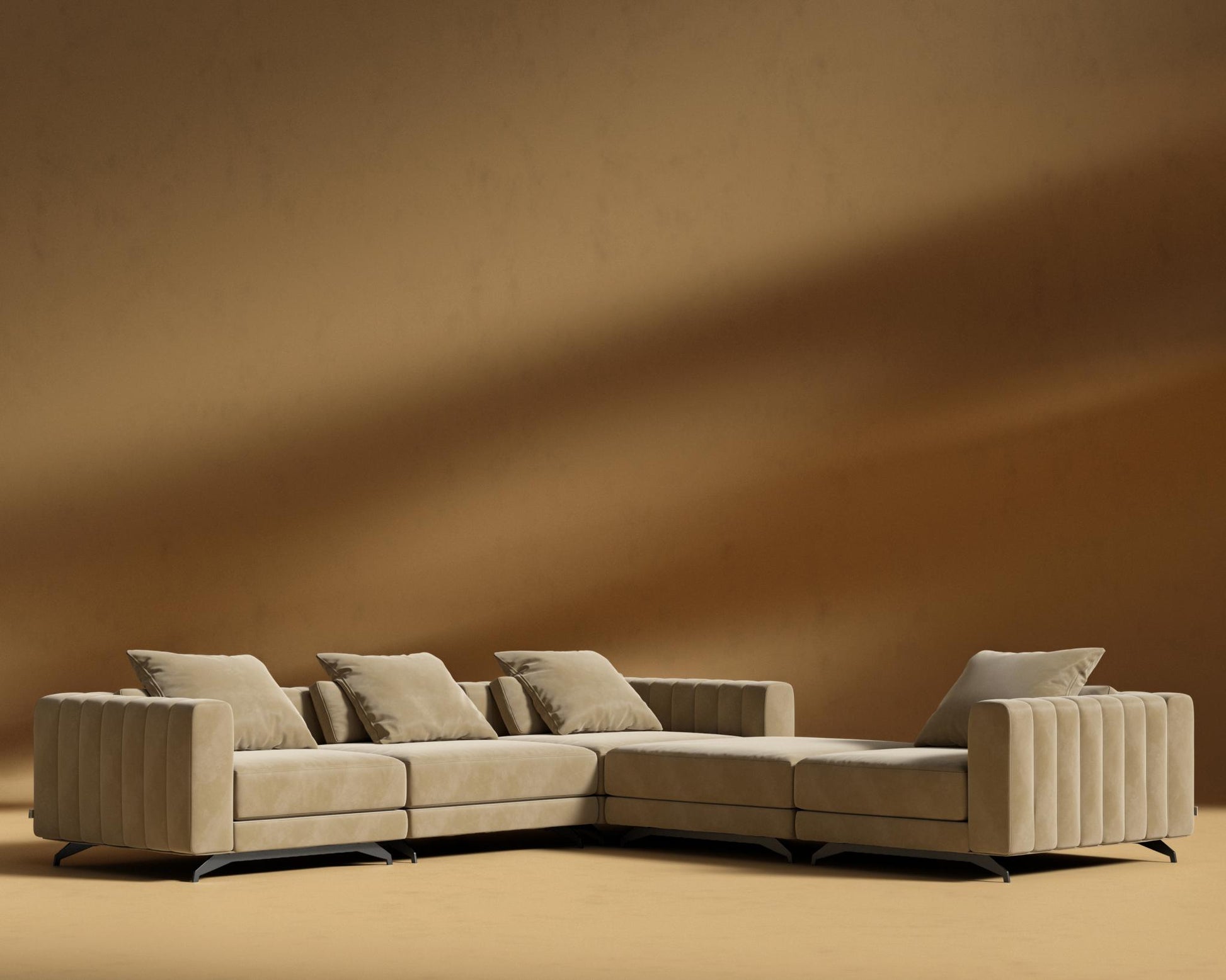Berlin L-Sectional - Signature Plush Velvet - Dune