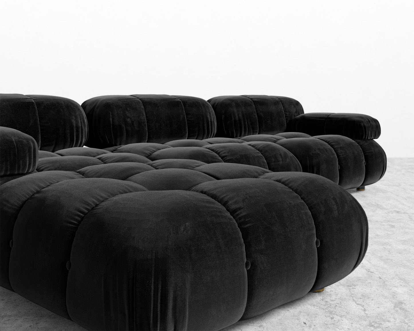 Belia Sectional Sofa - Plush Velvet - Black