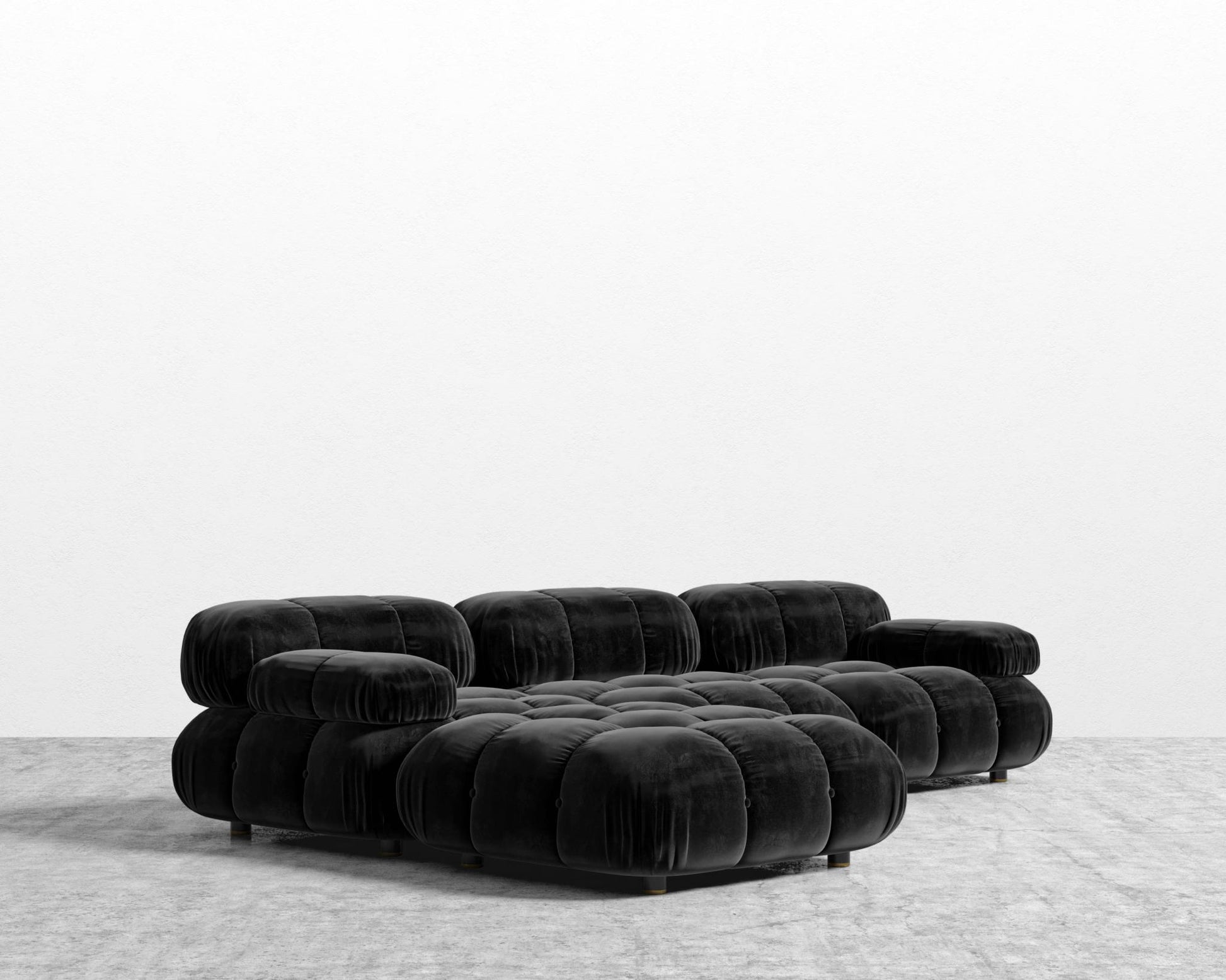 Belia Sectional Sofa - Plush Velvet - Black