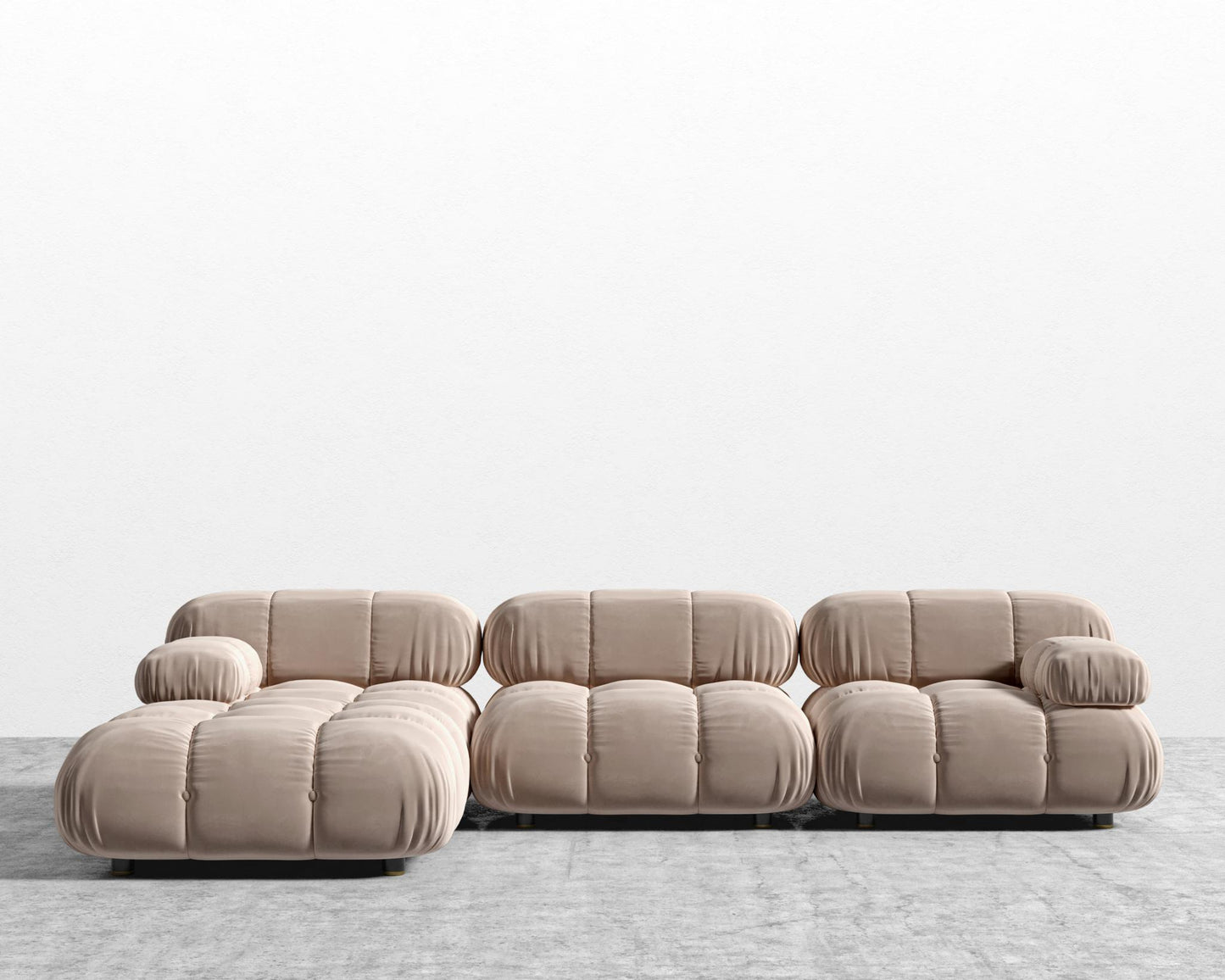 Belia Sectional Sofa - Plush Velvet - Blush