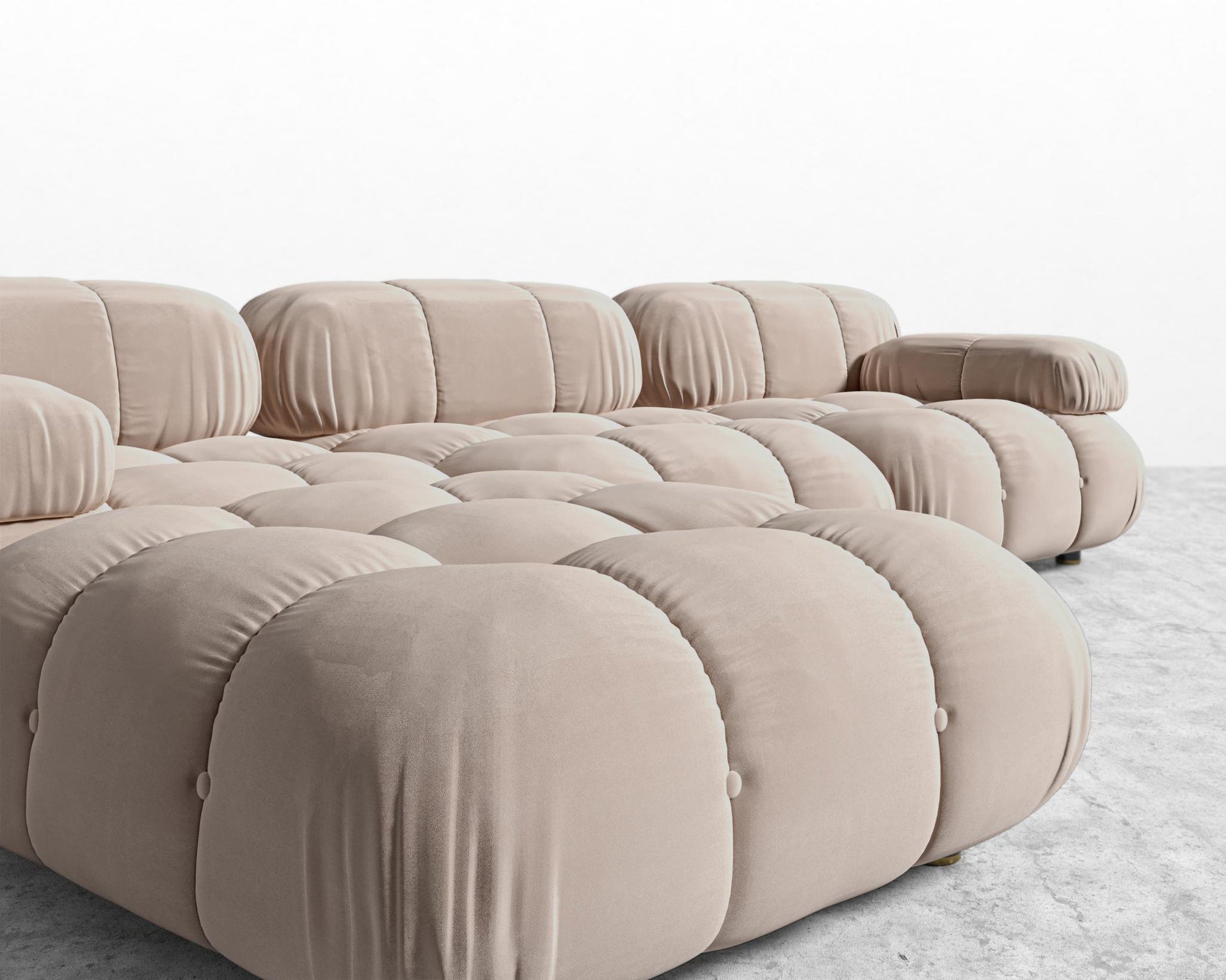 Belia Sectional Sofa - Plush Velvet - Blush