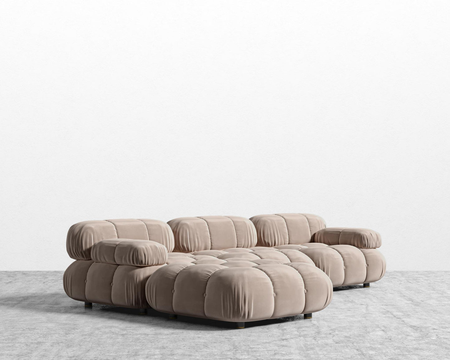 Belia Sectional Sofa - Plush Velvet - Blush