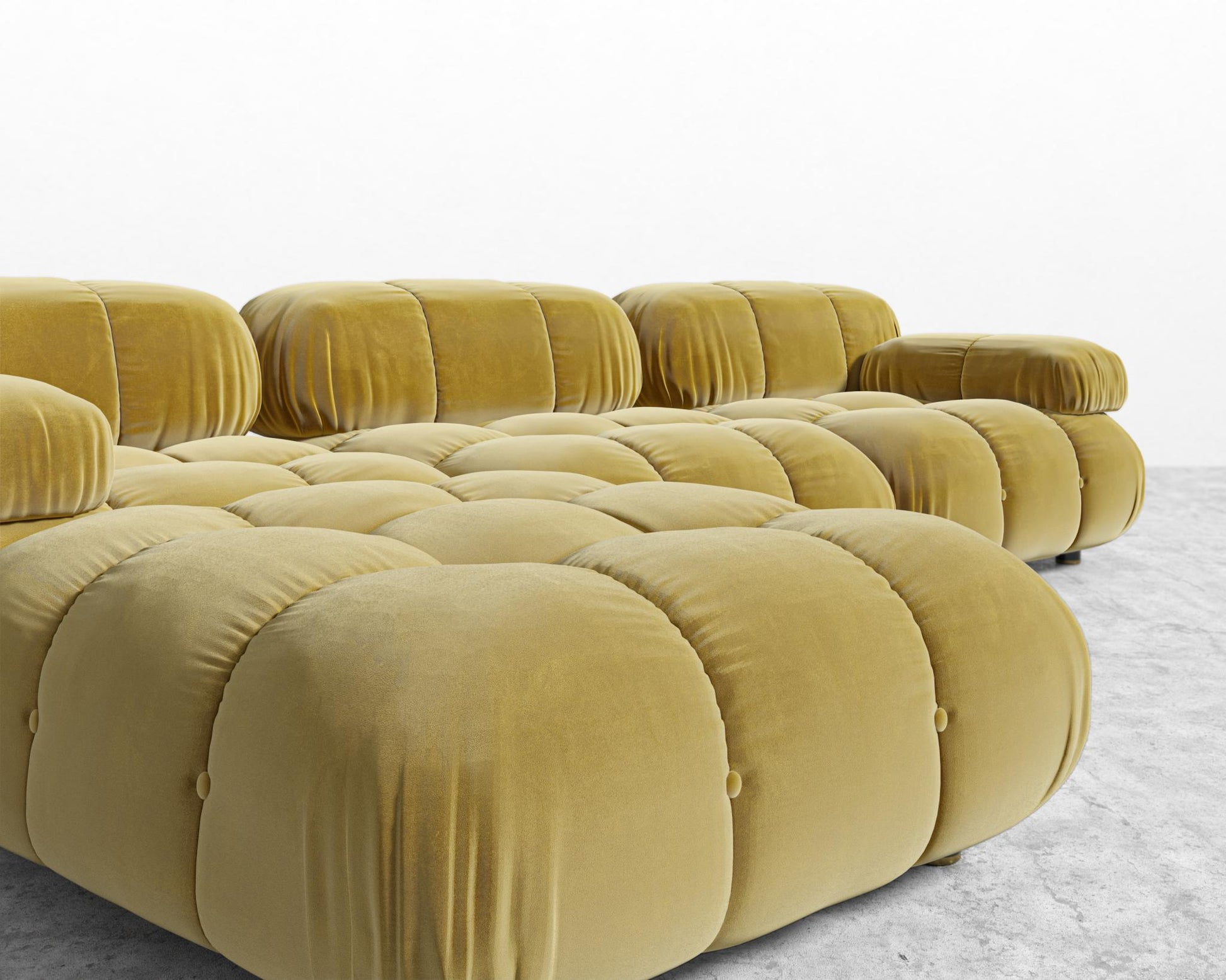 Belia Sectional Sofa - Plush Velvet - Golden Beryl