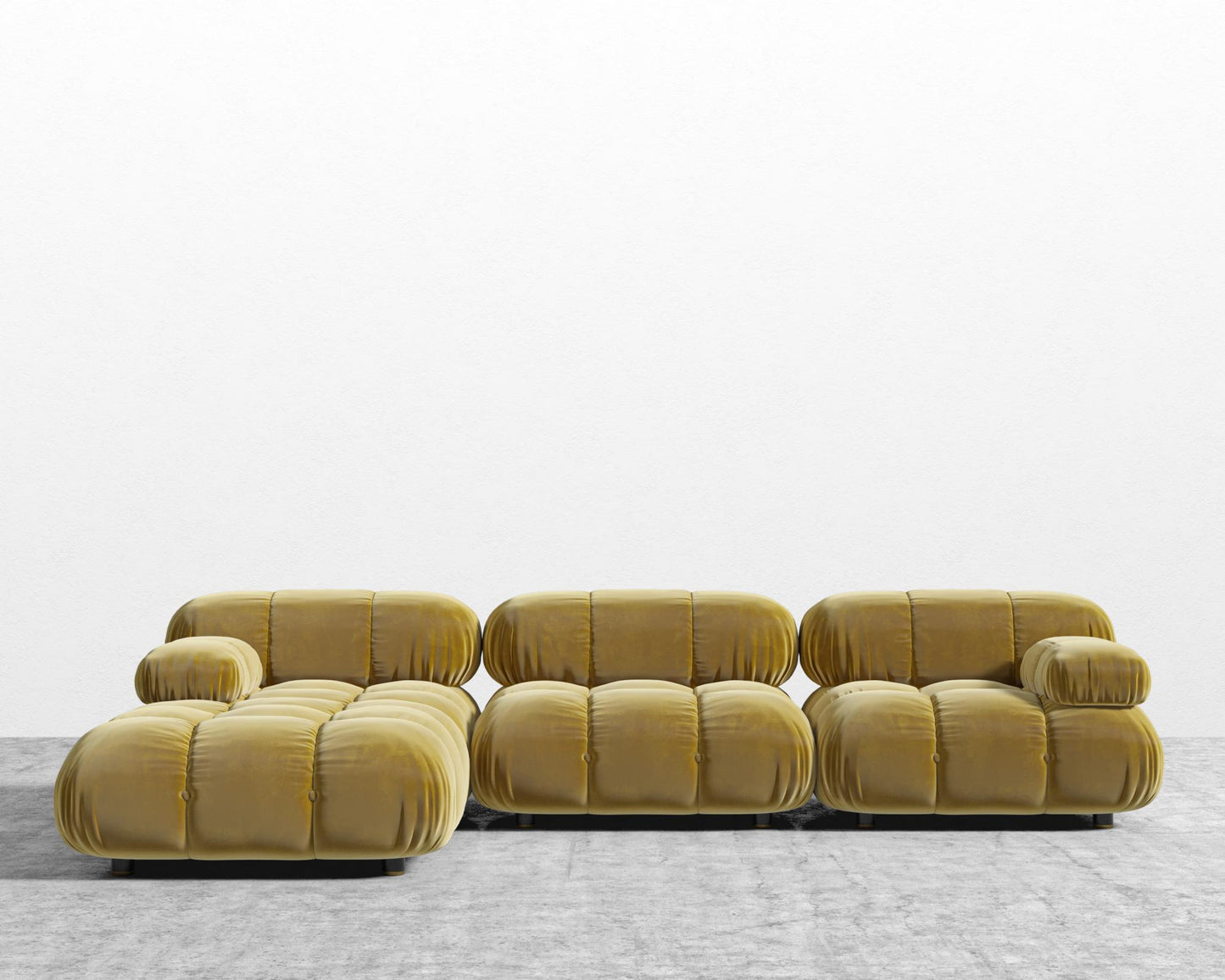 Belia Sectional Sofa - Plush Velvet - Golden Beryl