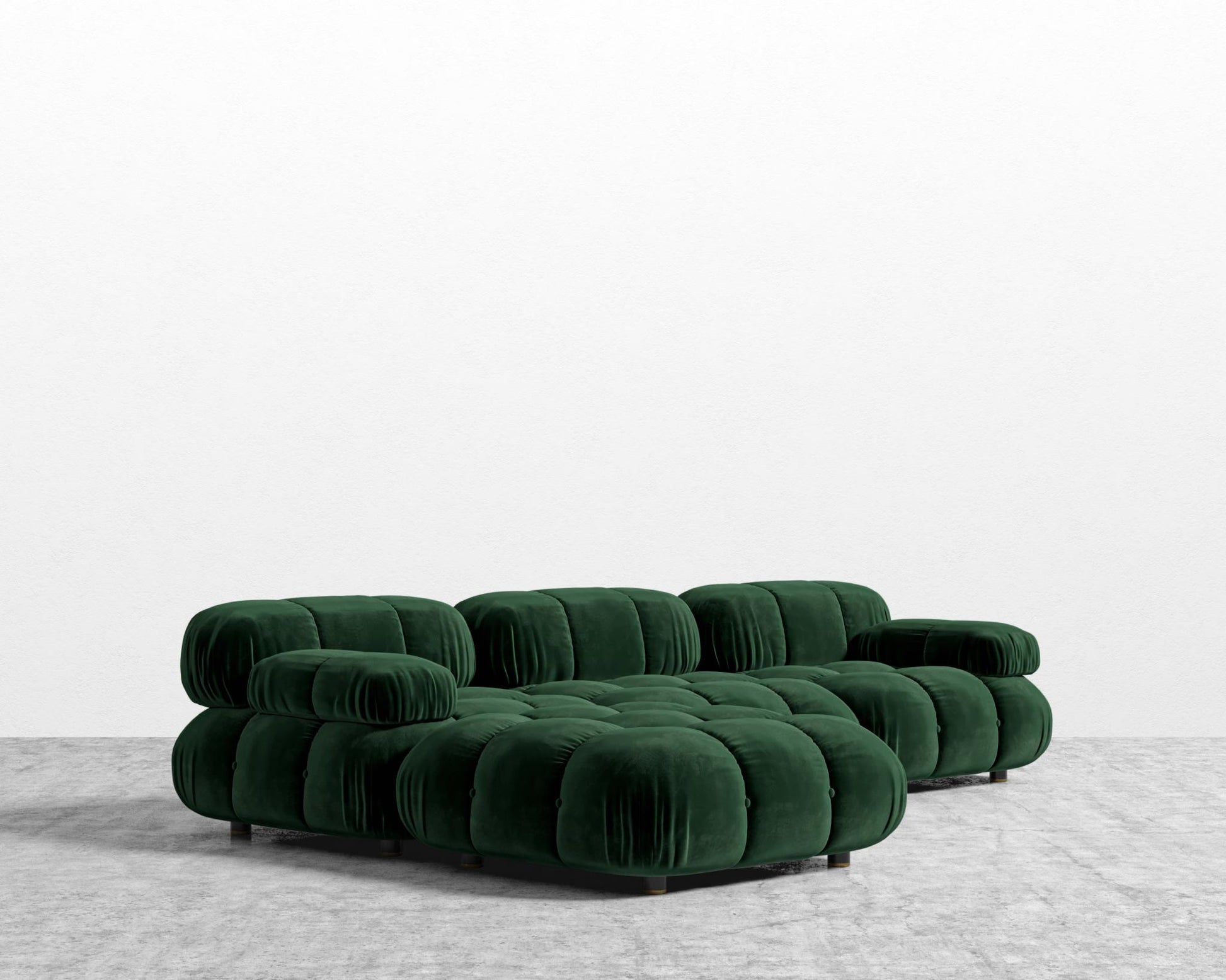 Belia Sectional Sofa - Plush Velvet - Moss