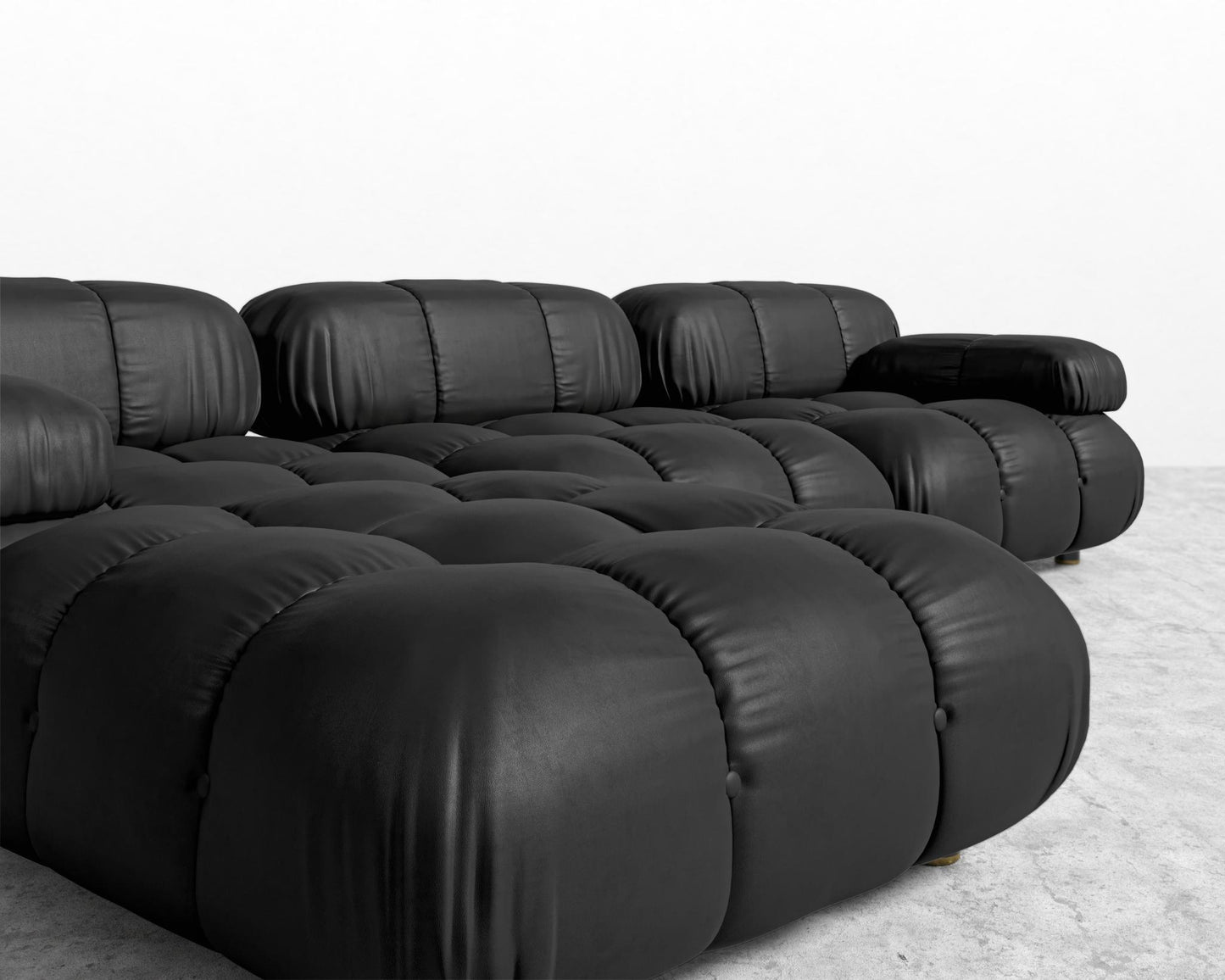 Belia Sectional Sofa - Trento Microfiber Leather - Trento Jet Black