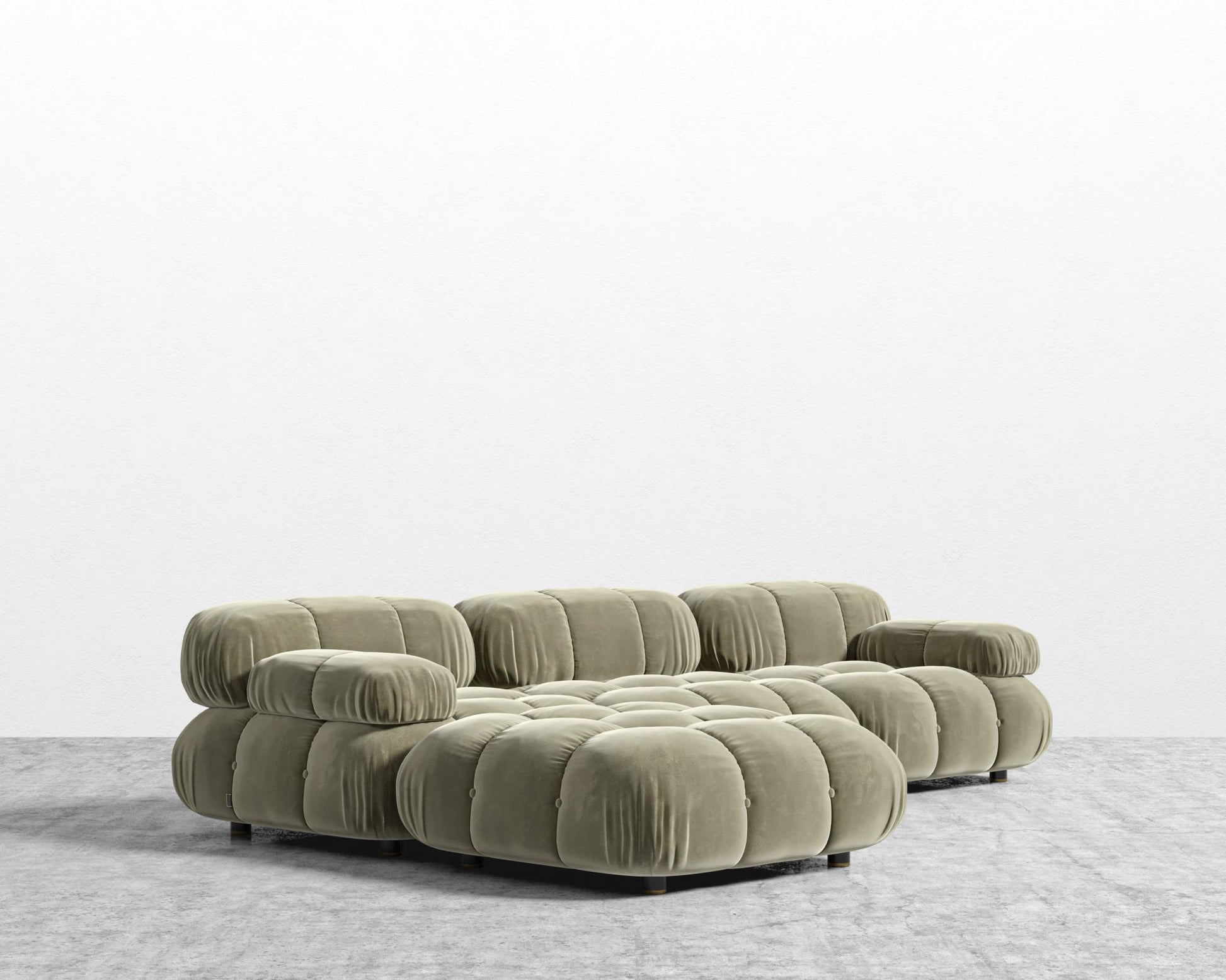 Belia Sectional Sofa - Plush Velvet - Olive Green