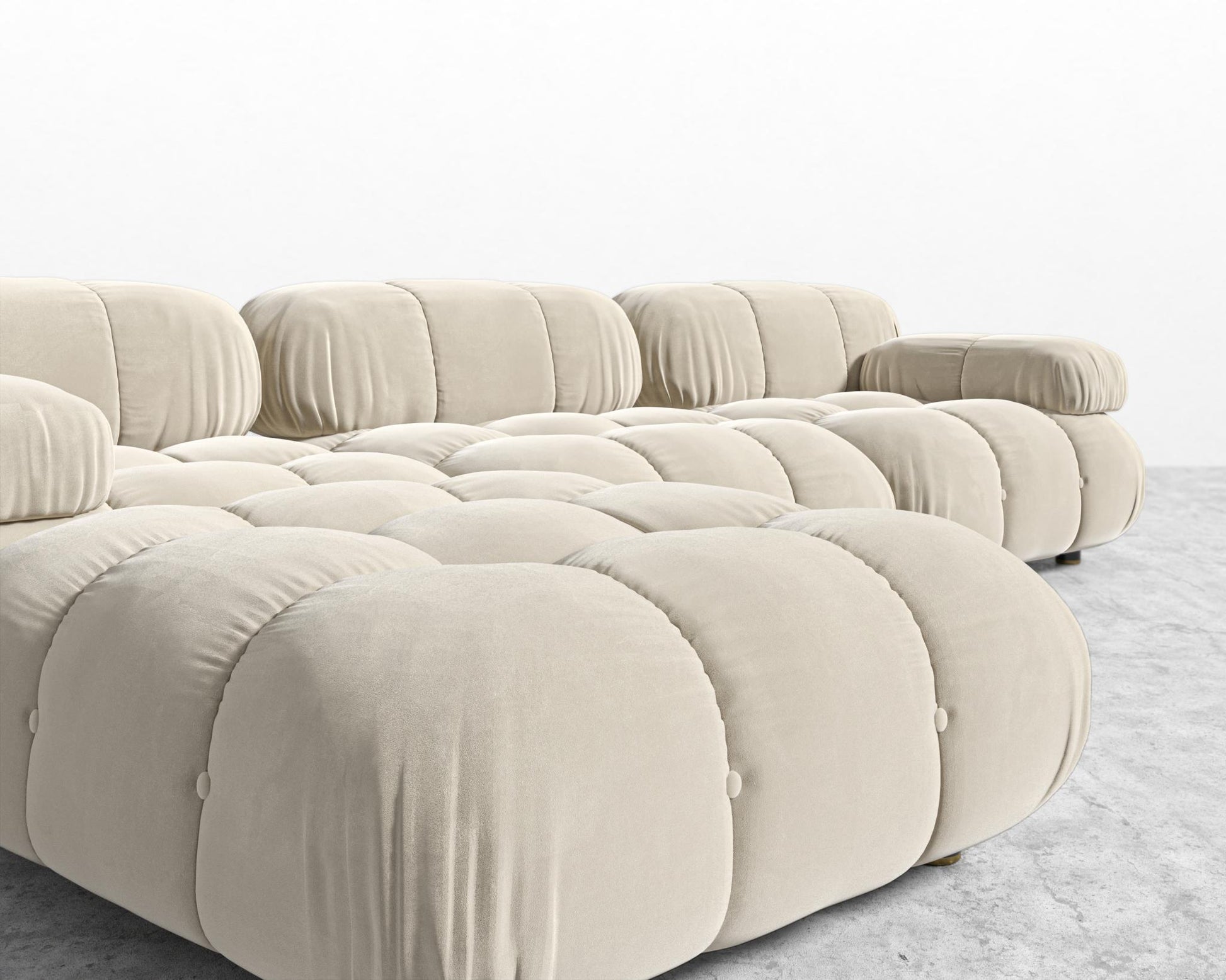 Belia Sectional Sofa - Plush Velvet - Warm Taupe