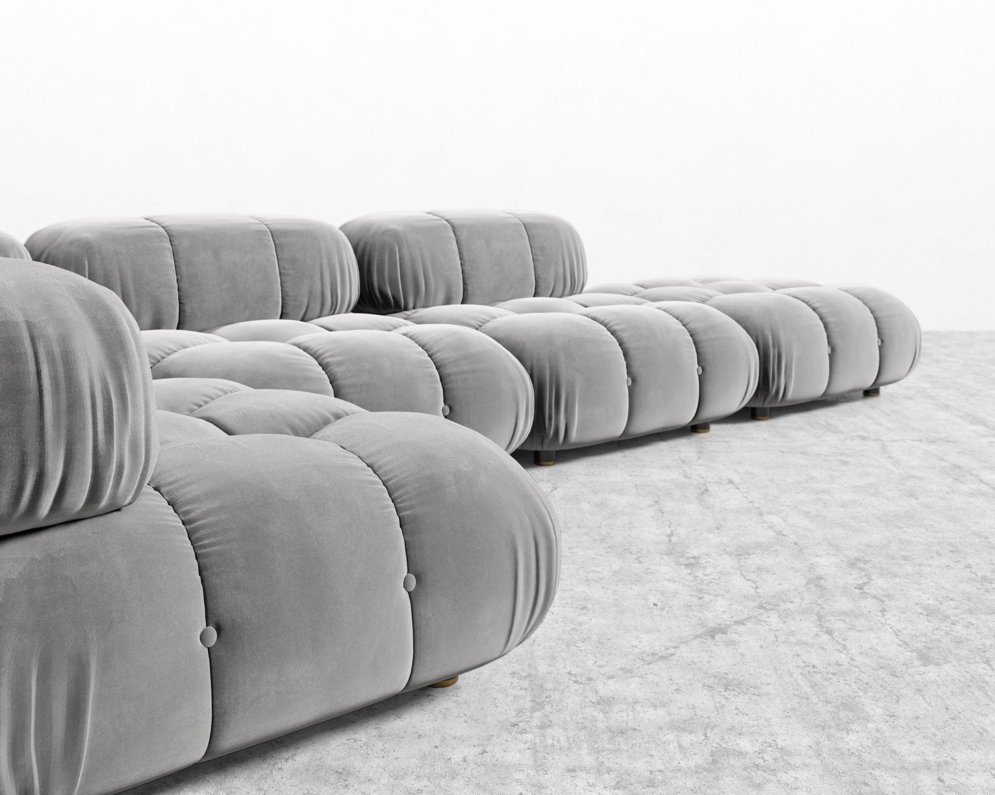 Belia Modular Sectional - Plush Velvet - Glacier Grey