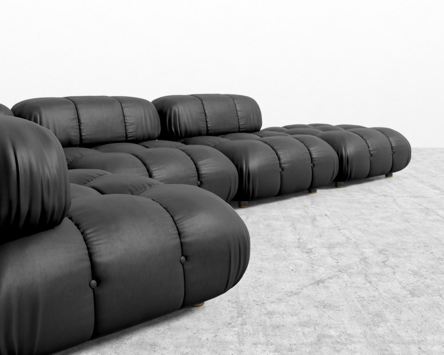 Belia Modular Sectional - Trento Microfiber Leather - Trento Jet Black