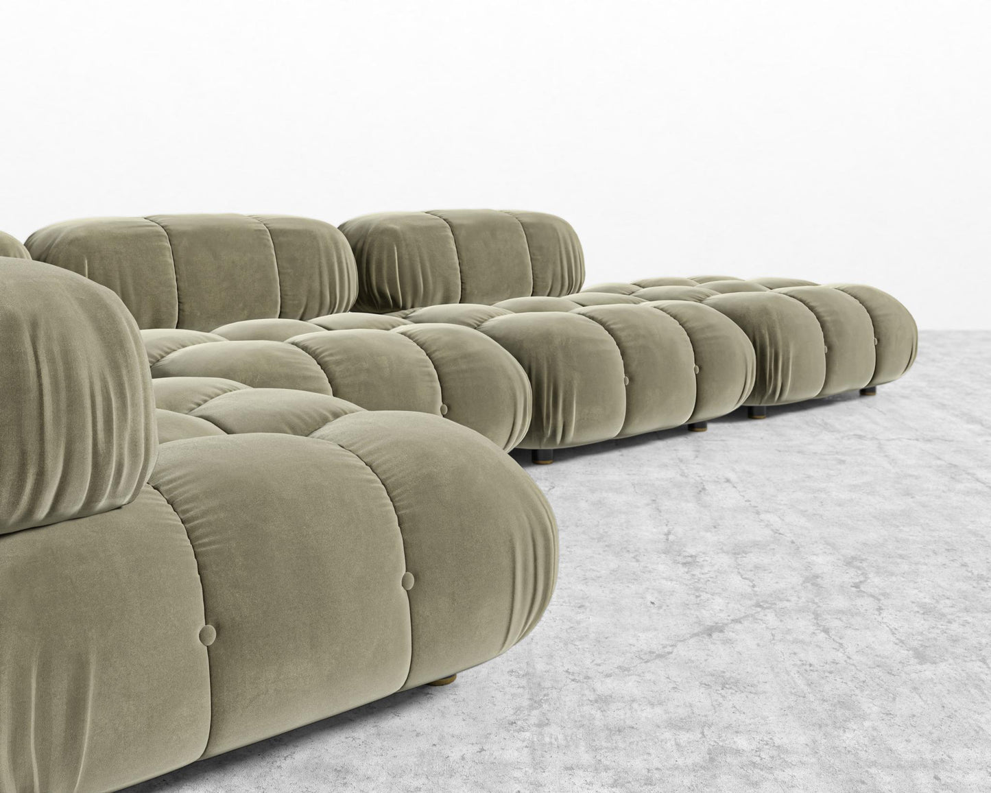 Belia Modular Sectional - Plush Velvet - Olive Green