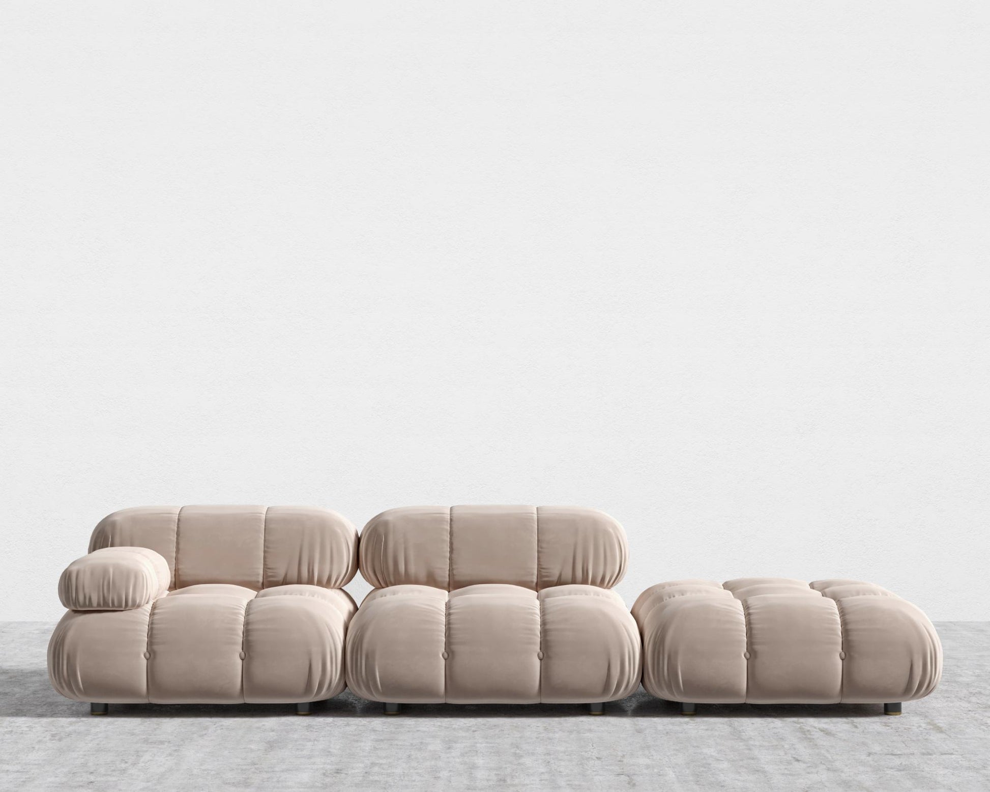 Belia Open End Sofa - Plush Velvet - Blush