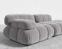 Belia Open End Sofa - Plush Velvet - Glacier Grey