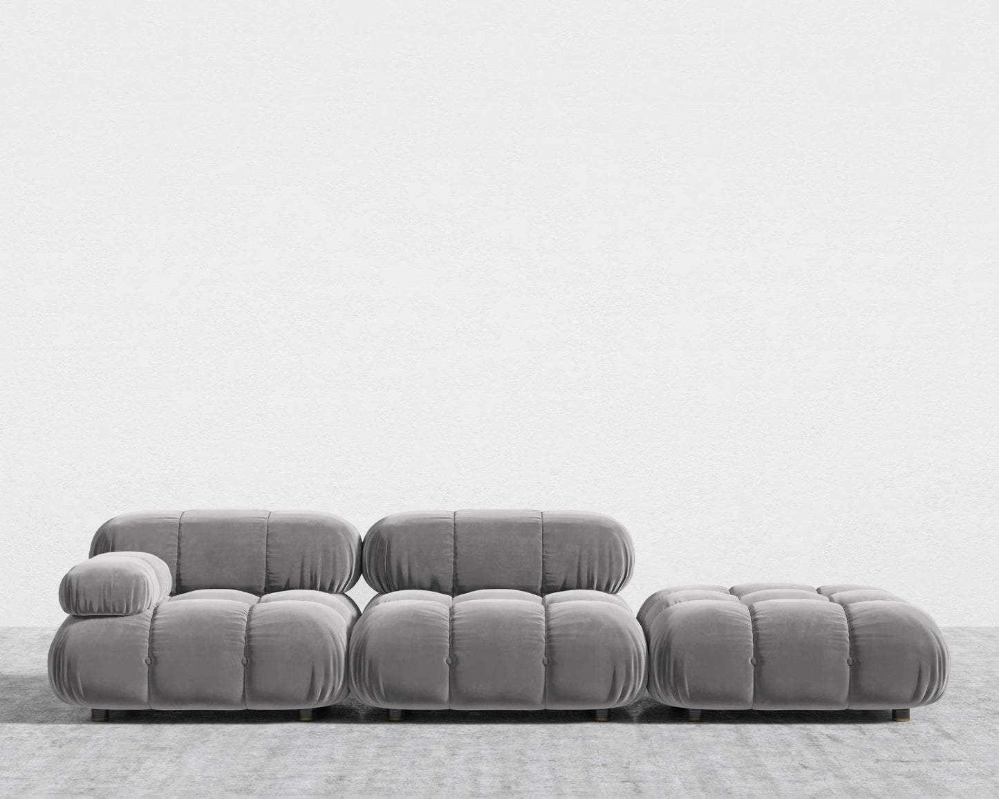 Belia Open End Sofa - Plush Velvet - Glacier Grey