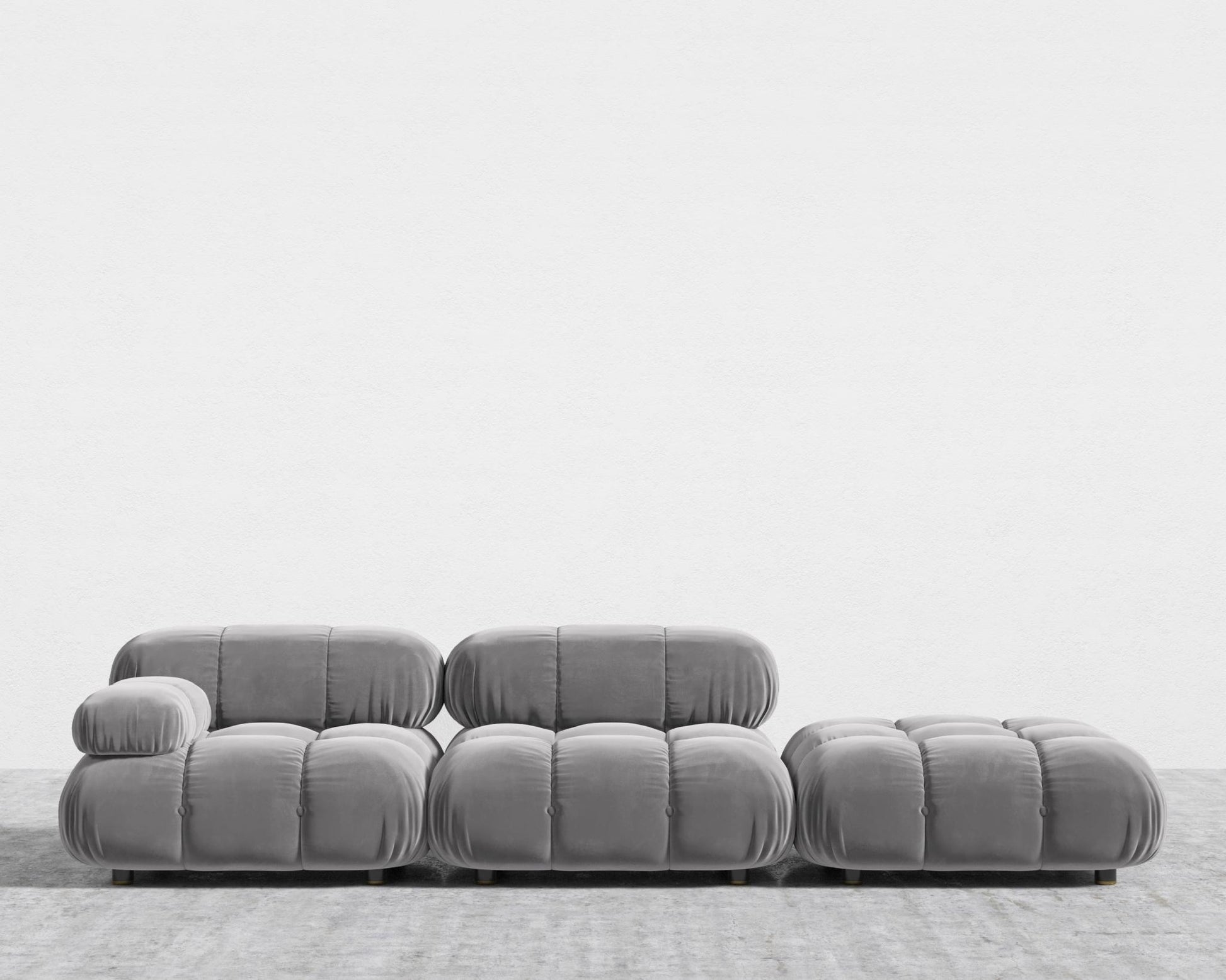 Belia Open End Sofa - Plush Velvet - Glacier Grey