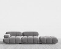 Belia Open End Sofa - Plush Velvet - Glacier Grey