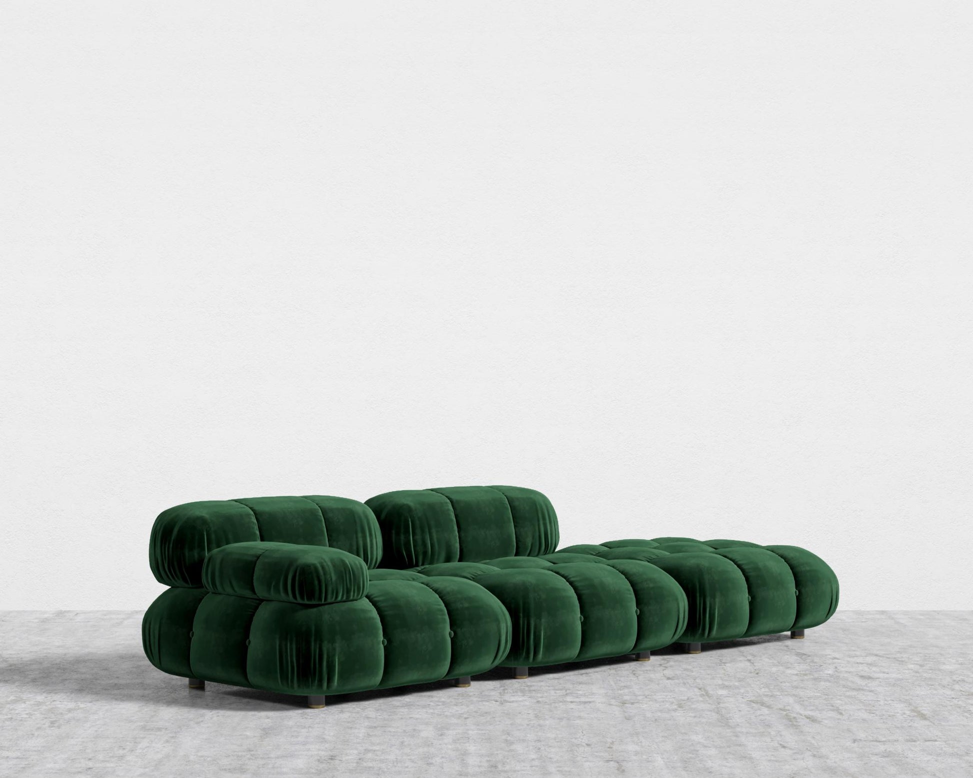 Belia Open End Sofa - Plush Velvet - Moss