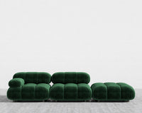 Belia Open End Sofa - Plush Velvet - Moss