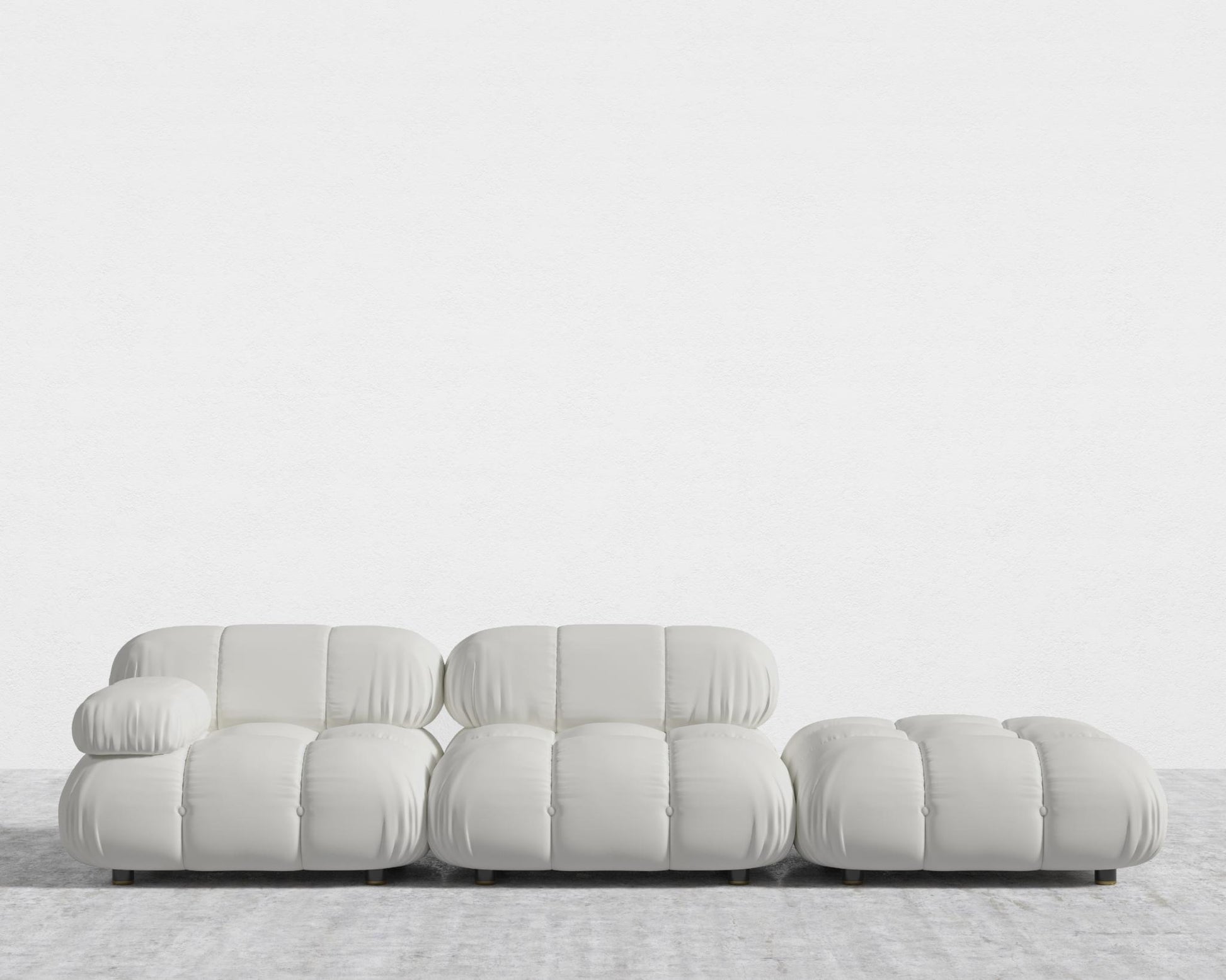 Belia Open End Sofa - Trento Microfiber Leather - Trento Eggshell