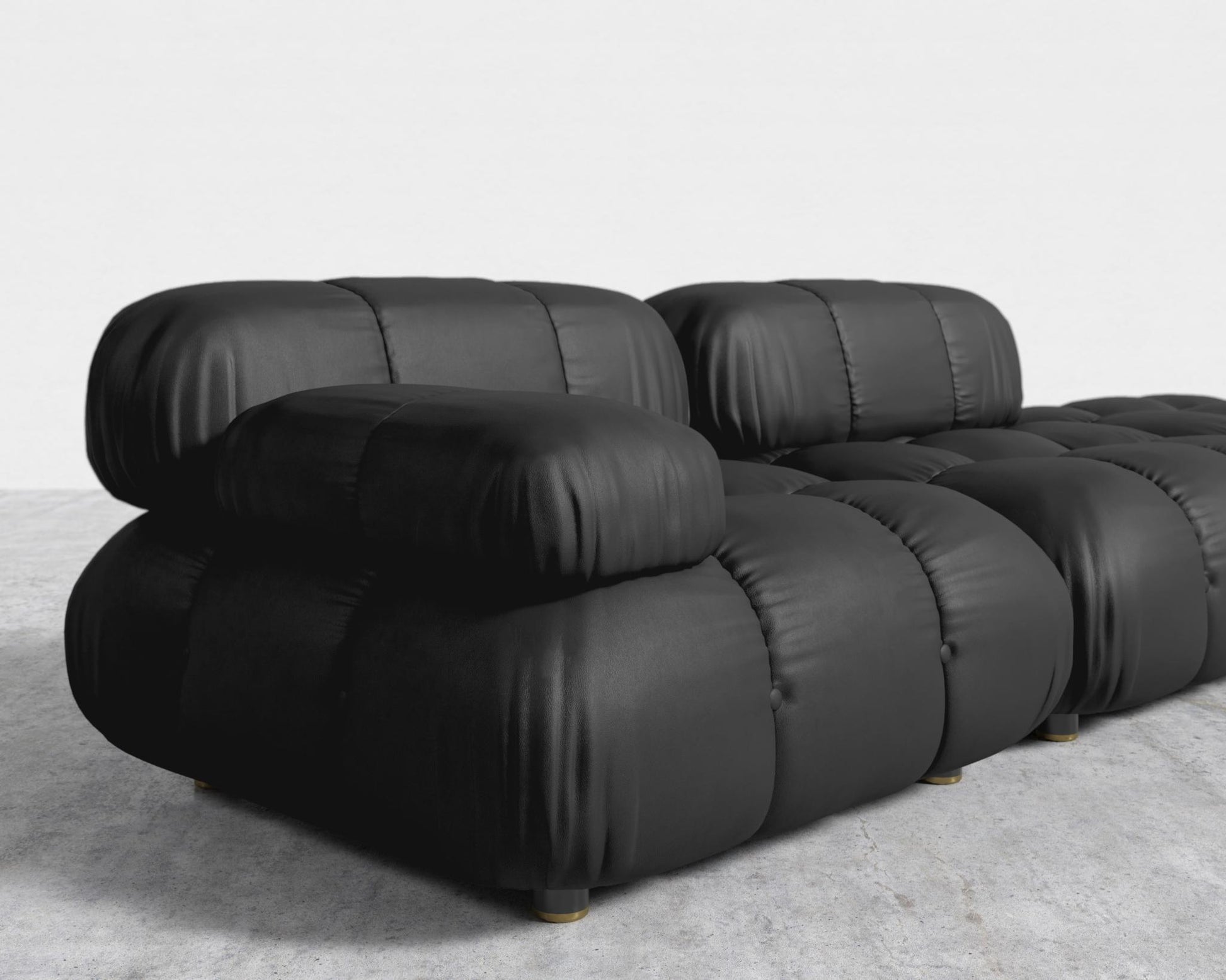 Belia Open End Sofa - Trento Microfiber Leather - Trento Jet Black