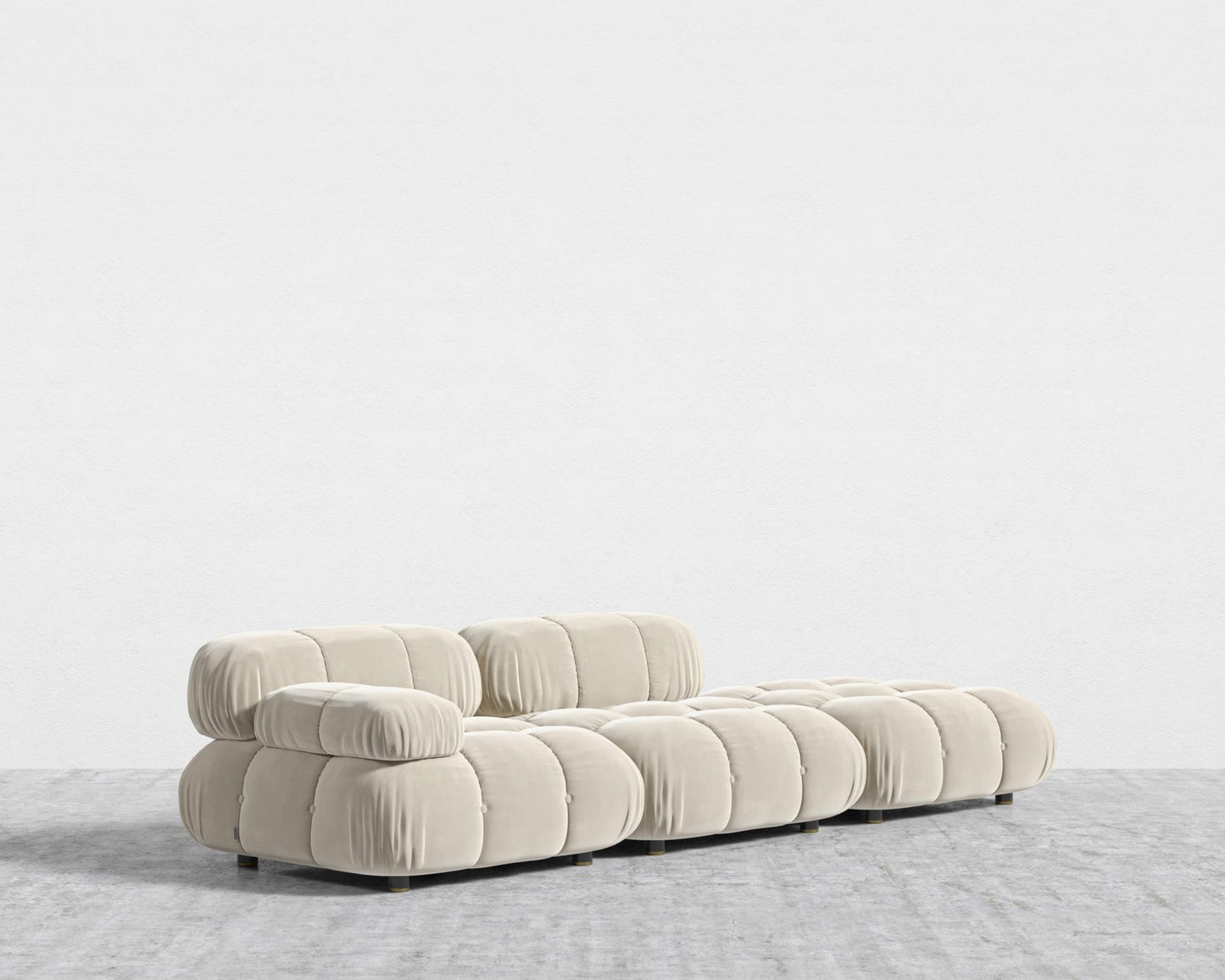 Belia Open End Sofa - Plush Velvet - Warm Taupe