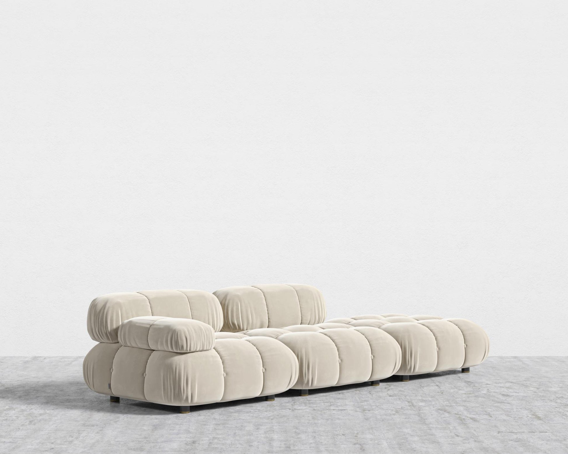 Belia Open End Sofa - Plush Velvet - Warm Taupe