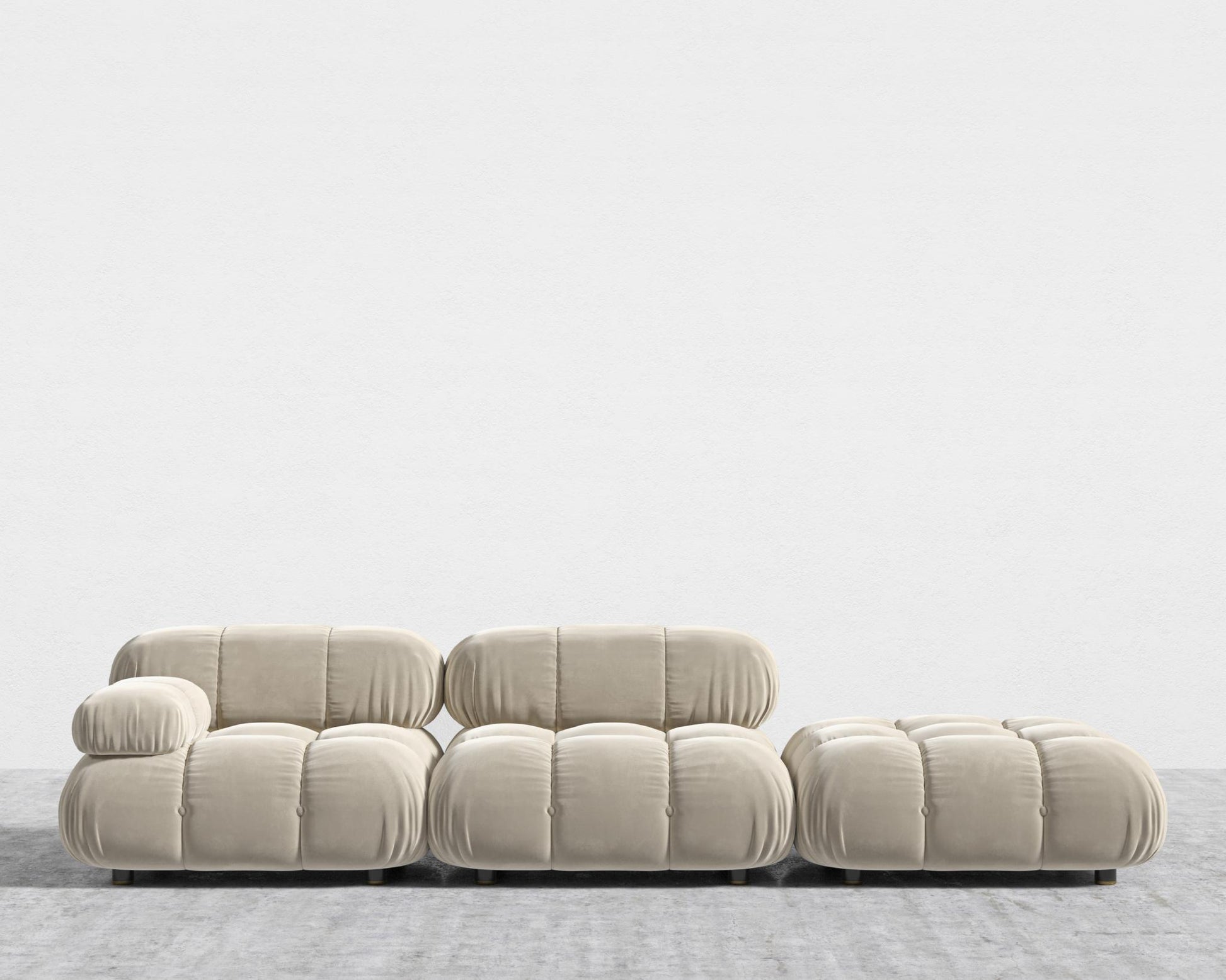 Belia Open End Sofa - Plush Velvet - Warm Taupe