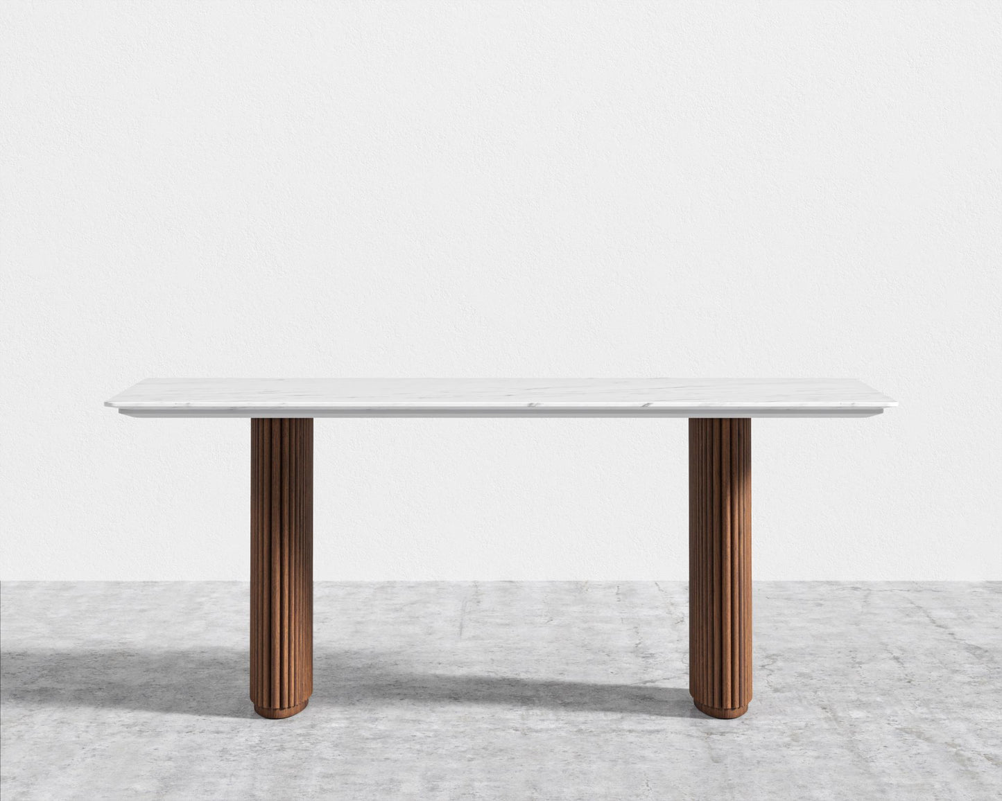 Athena Dining Table - White Carrara Marble - Walnut Base