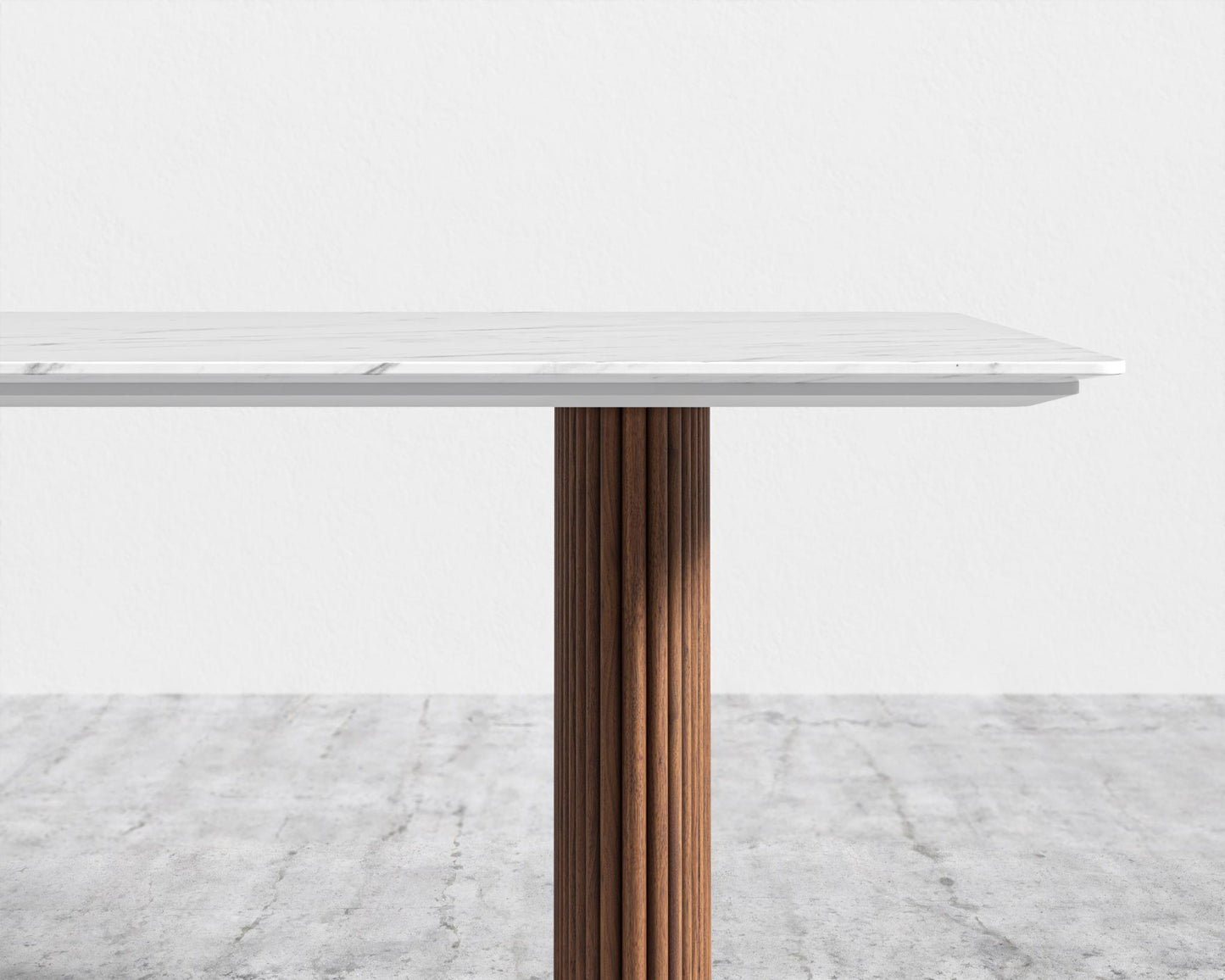 Athena Dining Table - White Carrara Marble - Walnut Base
