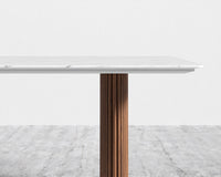 Athena Dining Table - White Carrara Marble - Walnut Base