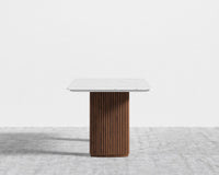 Athena Dining Table - White Carrara Marble - Walnut Base