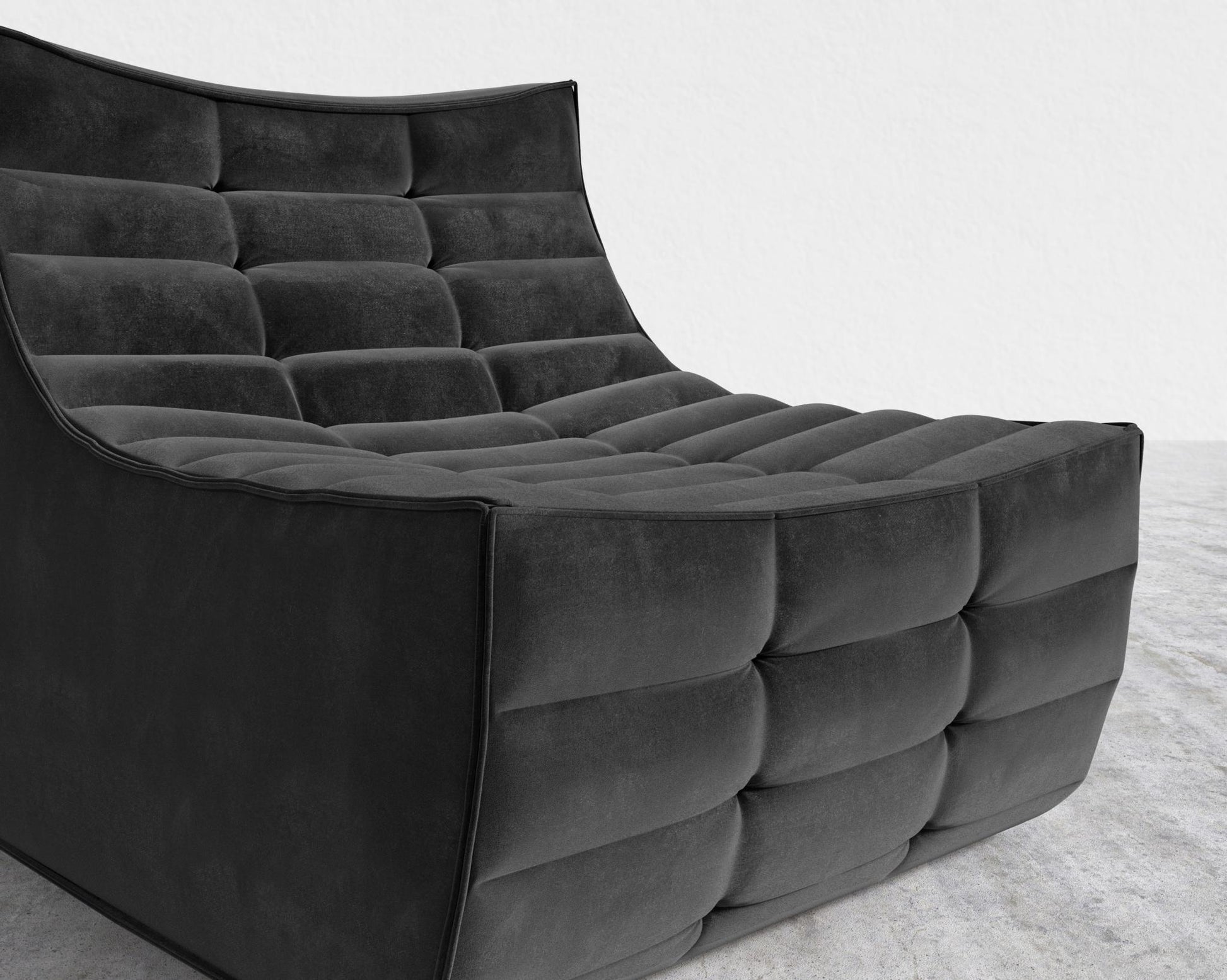 Tanner Armless - Plush Velvet - Black