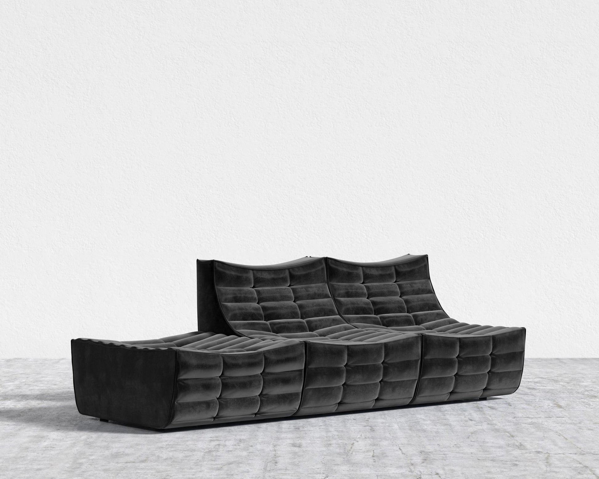 Tanner Open End Sofa - Plush Velvet - Black