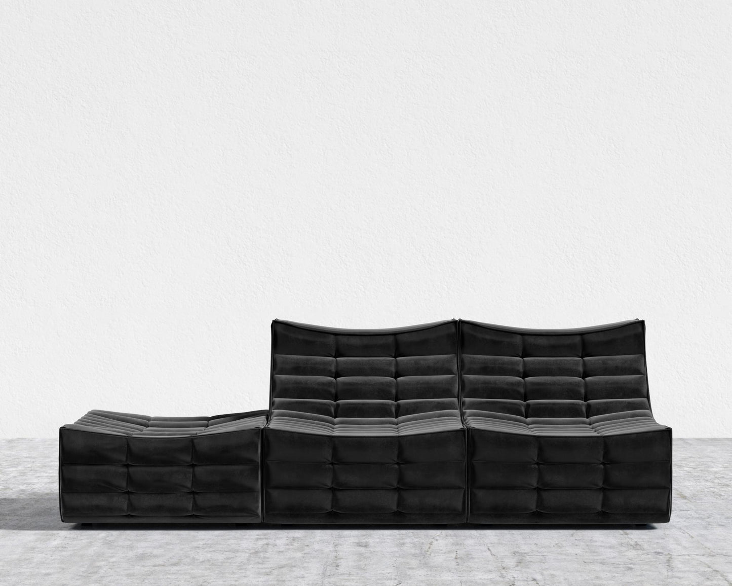Tanner Open End Sofa - Plush Velvet - Black