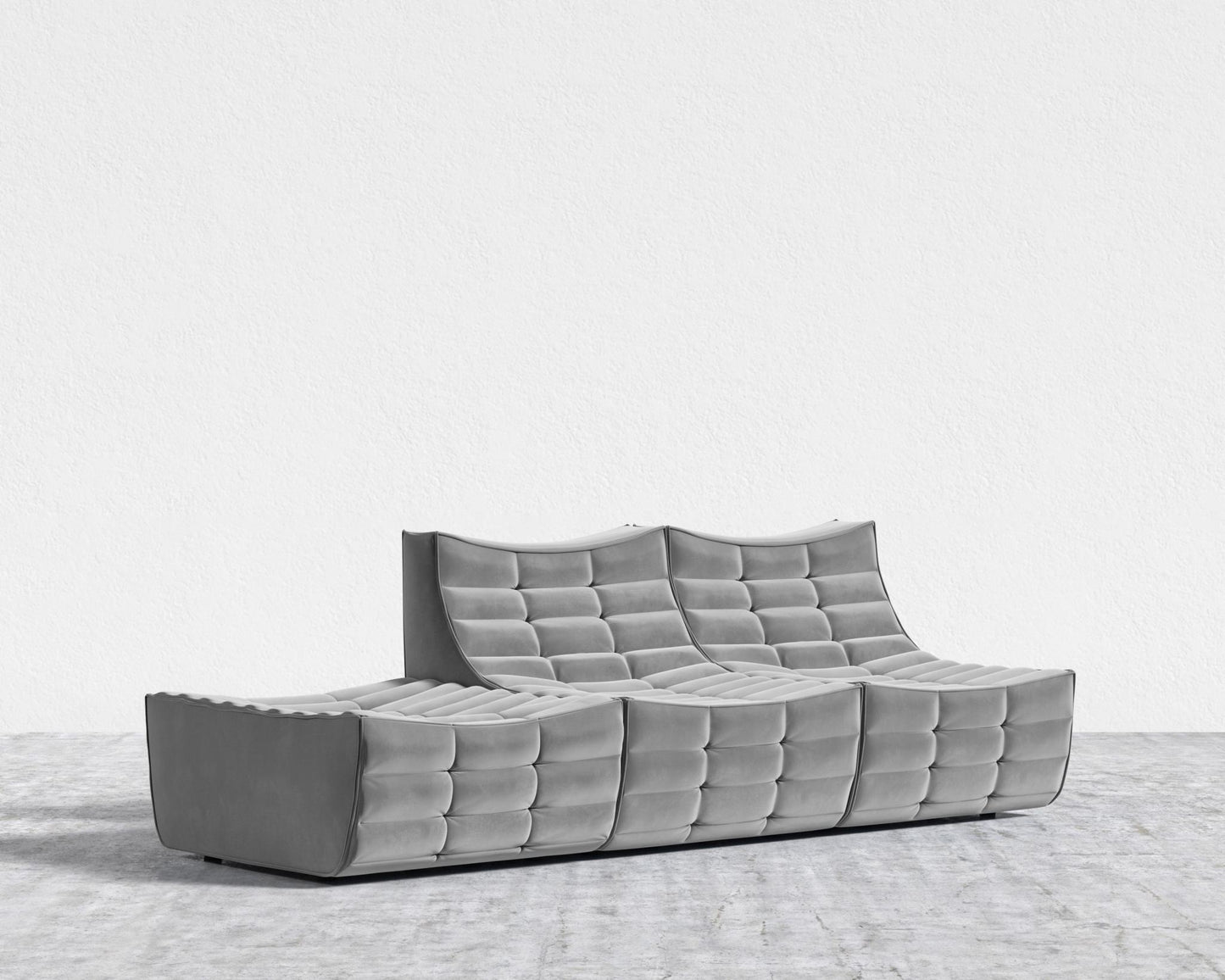 Tanner Open End Sofa - Plush Velvet - Glacier Grey