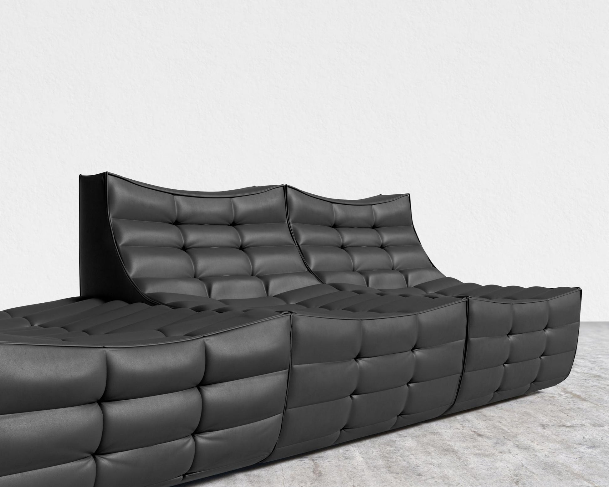 Tanner Open End Sofa - Trento Microfiber Leather - Trento Jet Black