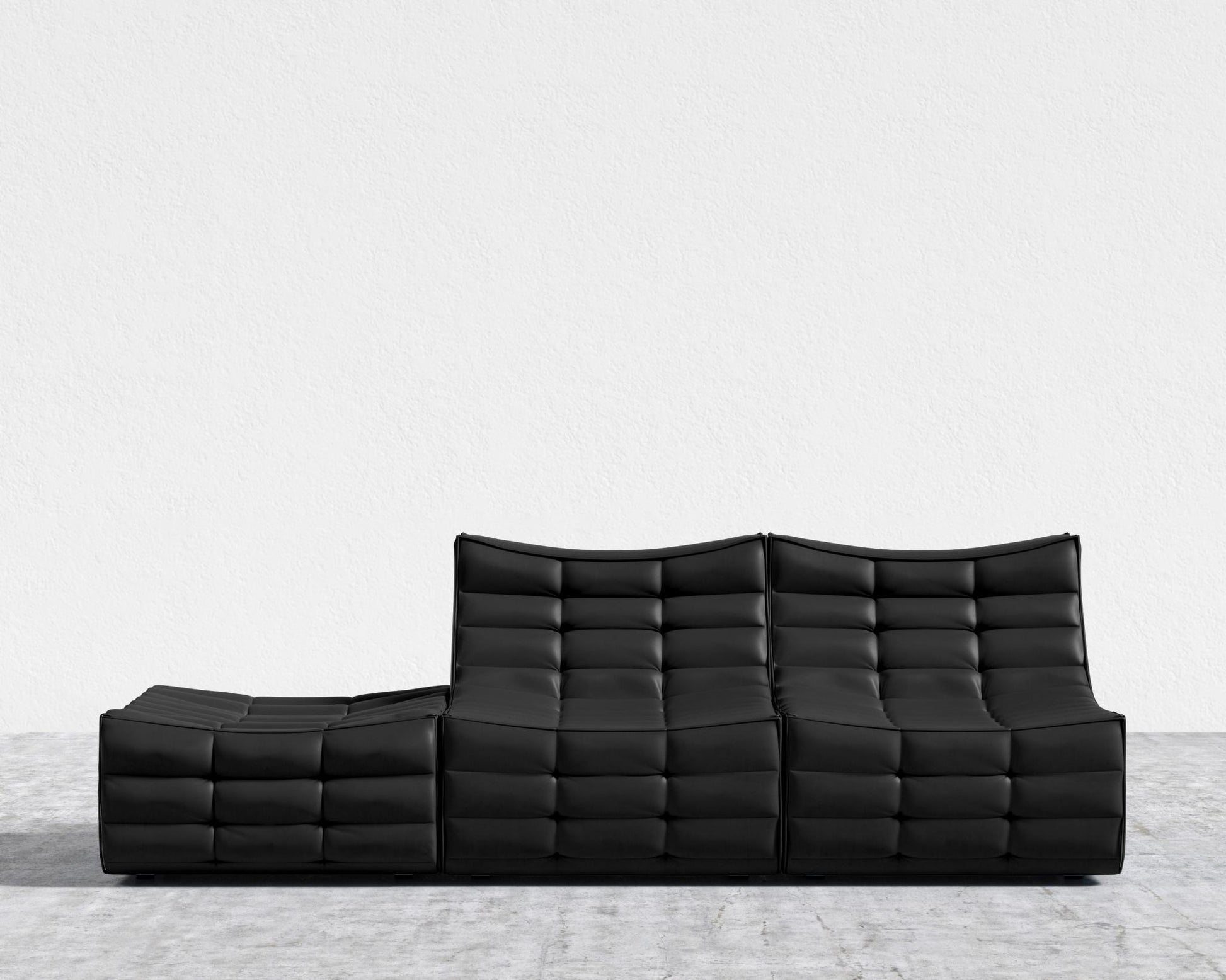 Tanner Open End Sofa - Trento Microfiber Leather - Trento Jet Black