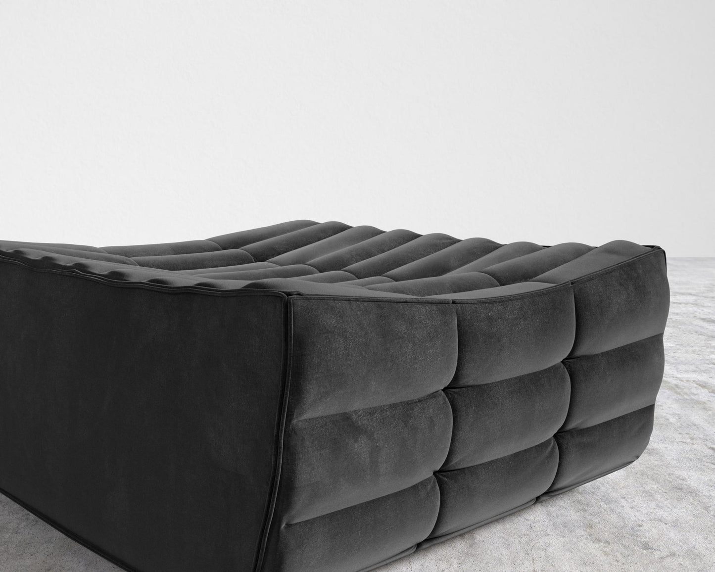 Tanner Ottoman - Plush Velvet - Black