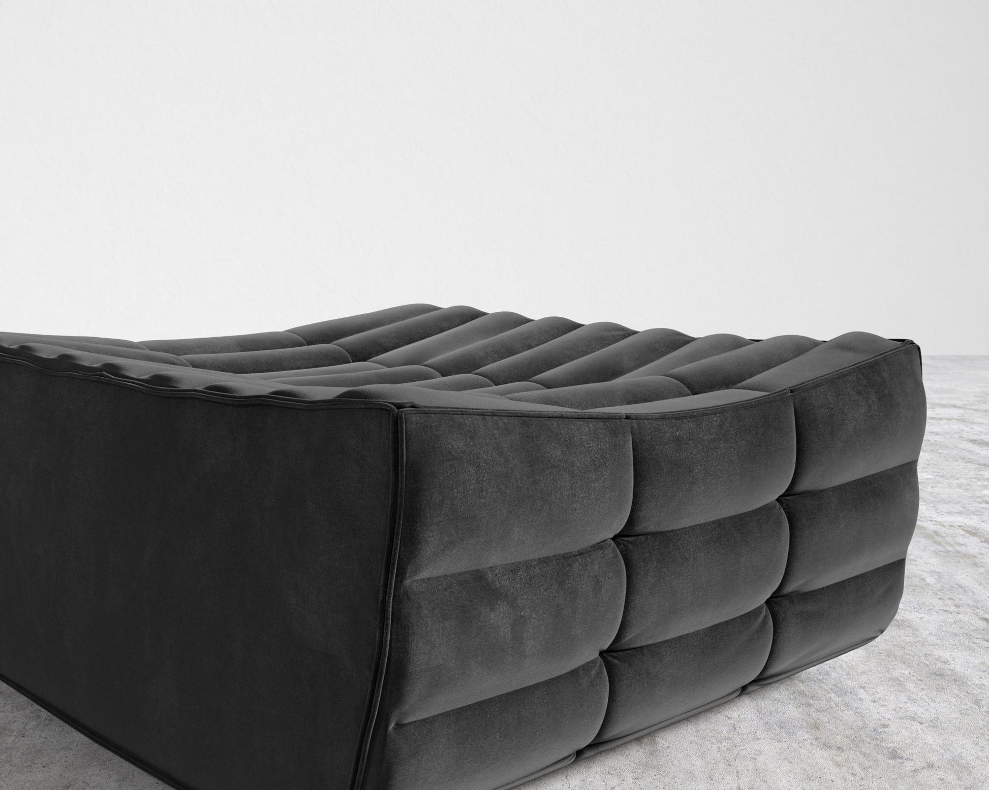 Tanner Ottoman - Plush Velvet - Black
