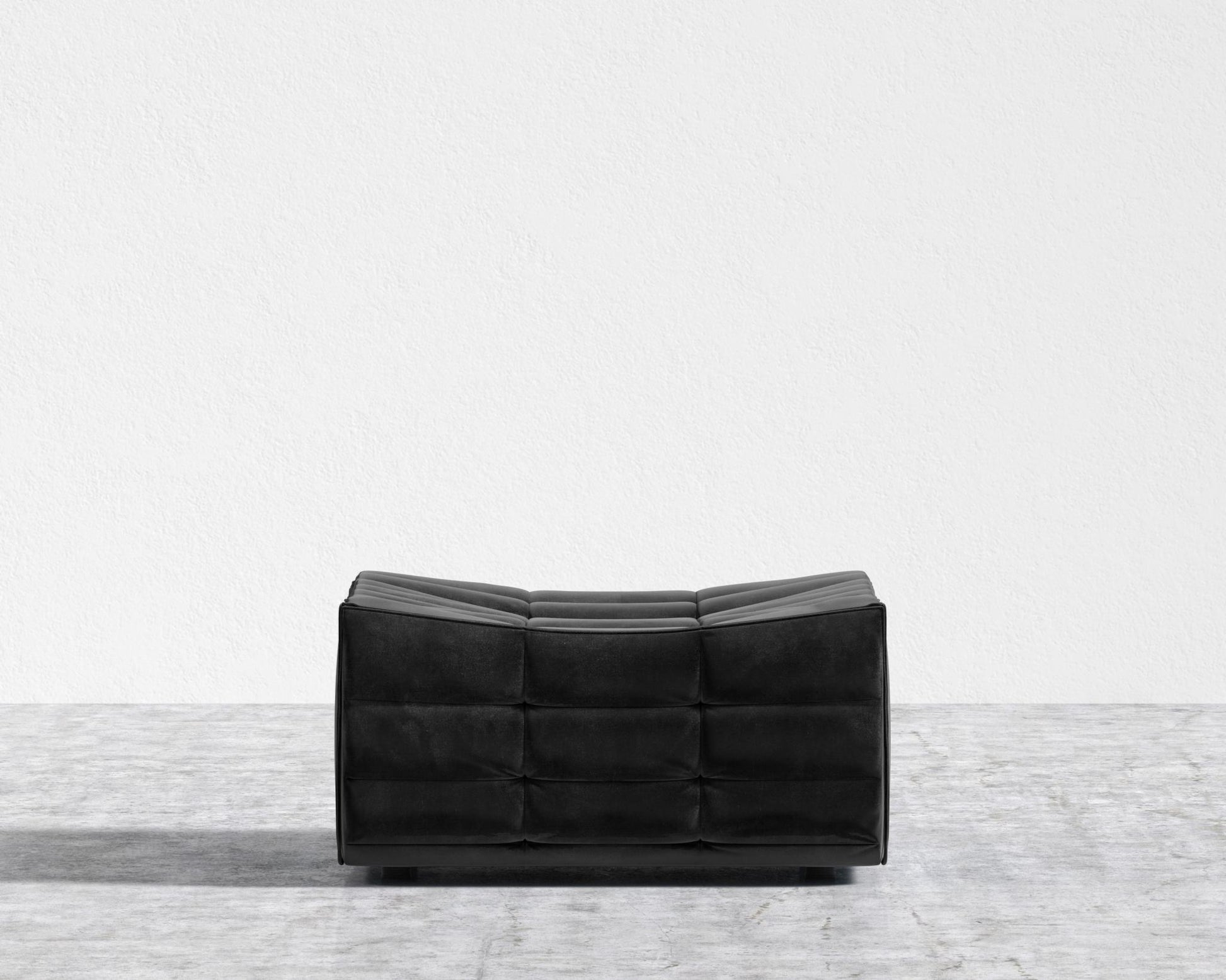 Tanner Ottoman - Plush Velvet - Black