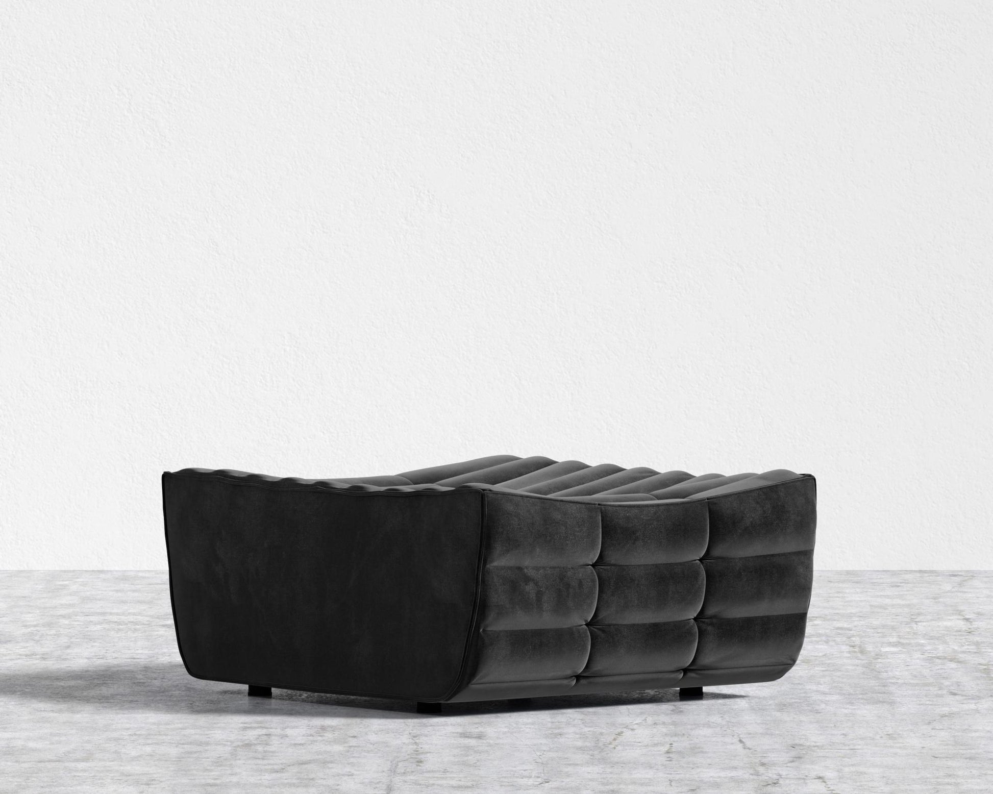 Tanner Ottoman - Plush Velvet - Black